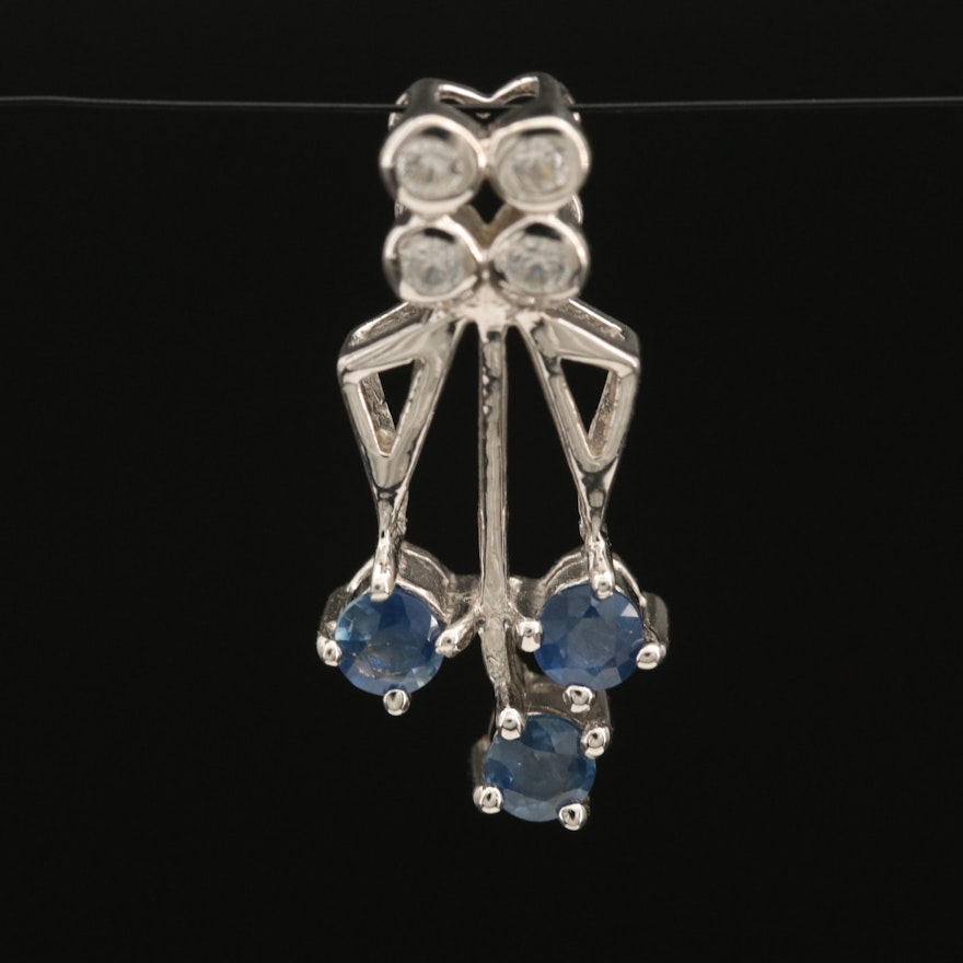 Sterling Silver Sapphire and Zircon Pendant