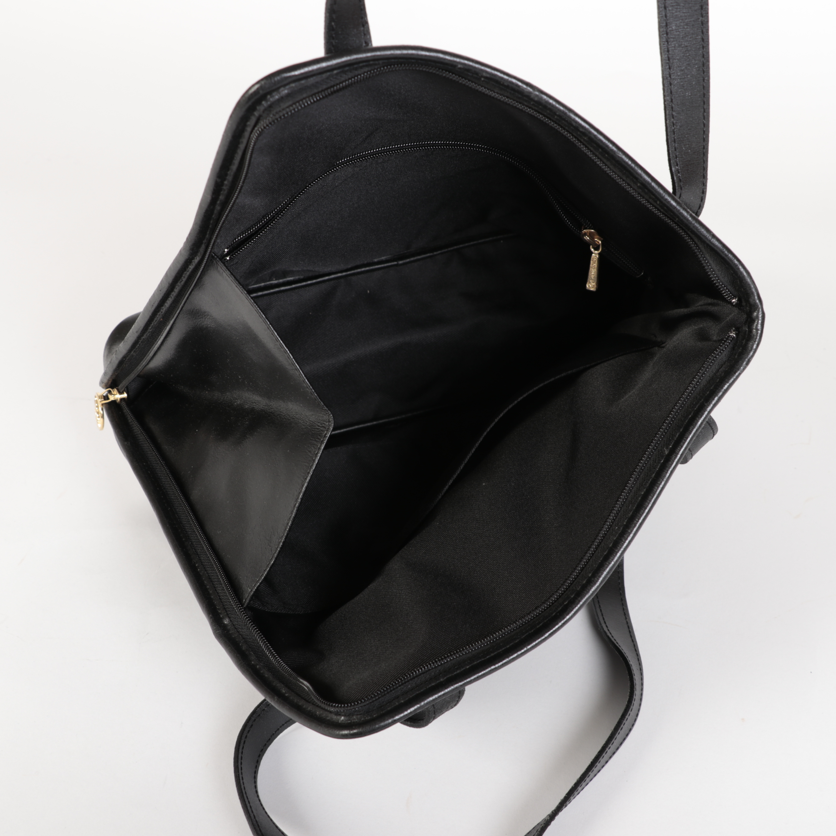 Longchamp Zip-Around Shoulder Bag in Black Leather