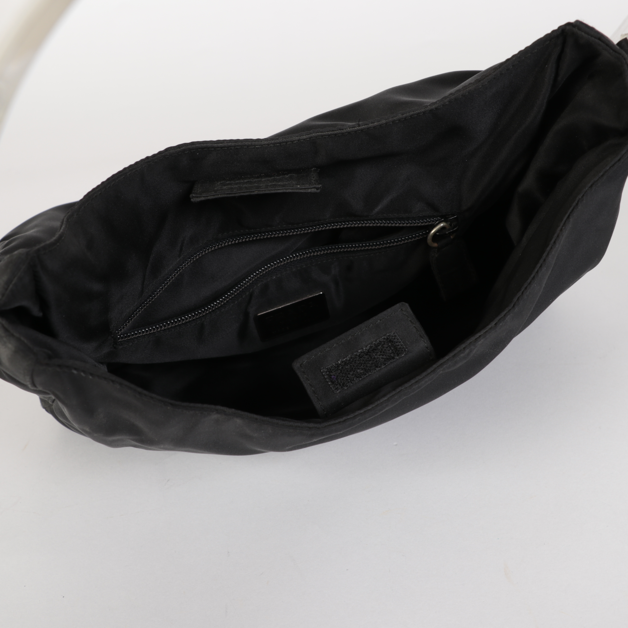 Prada Shoulder Bag in Black Tessuto Nylon with Transparent Handles