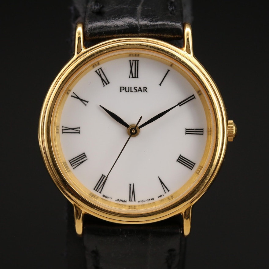 Pulsar Quartz White Roman Dial Wristwatch