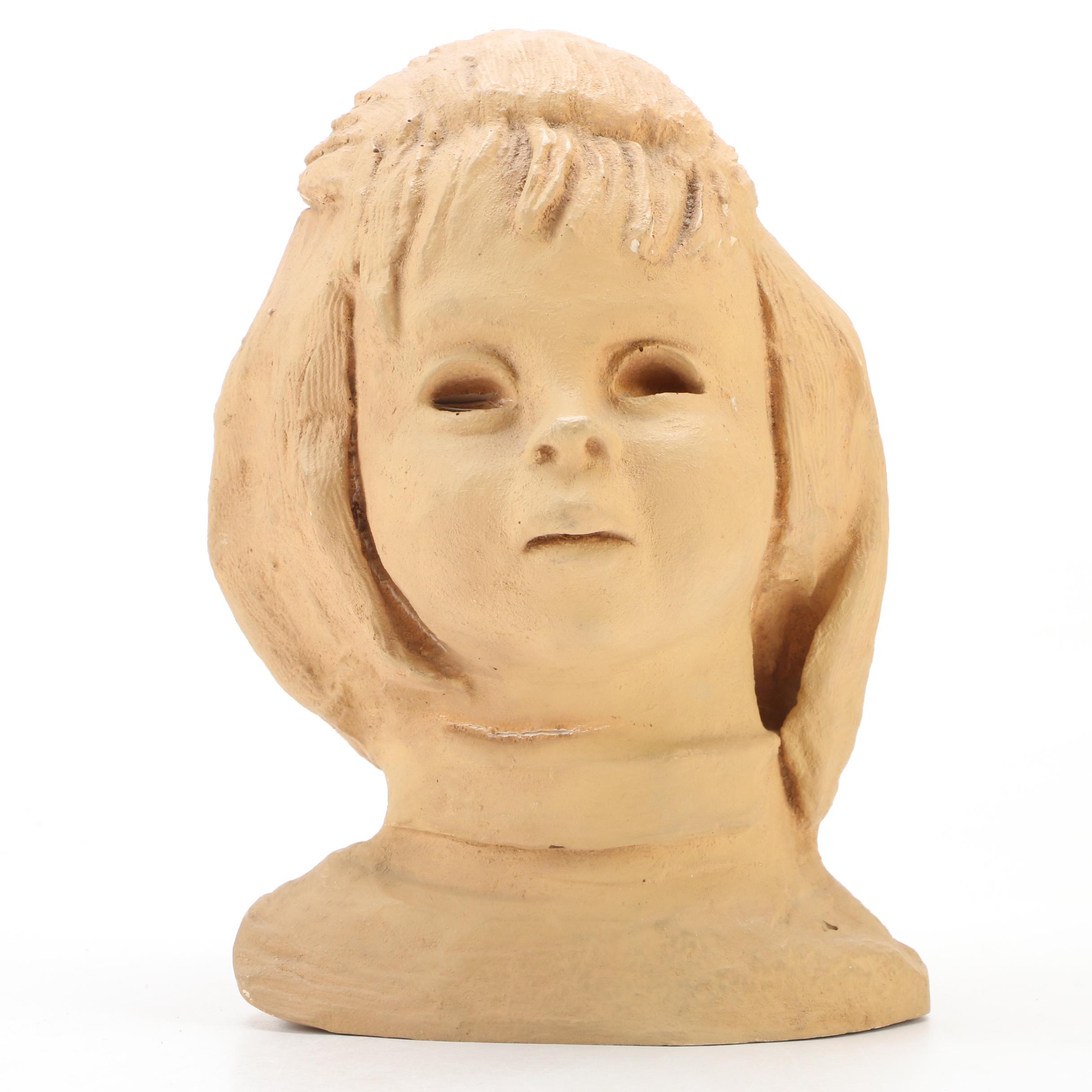 Ann Entis Terracotta Angel Figure with Cast Resin Bust, Late 20th Century