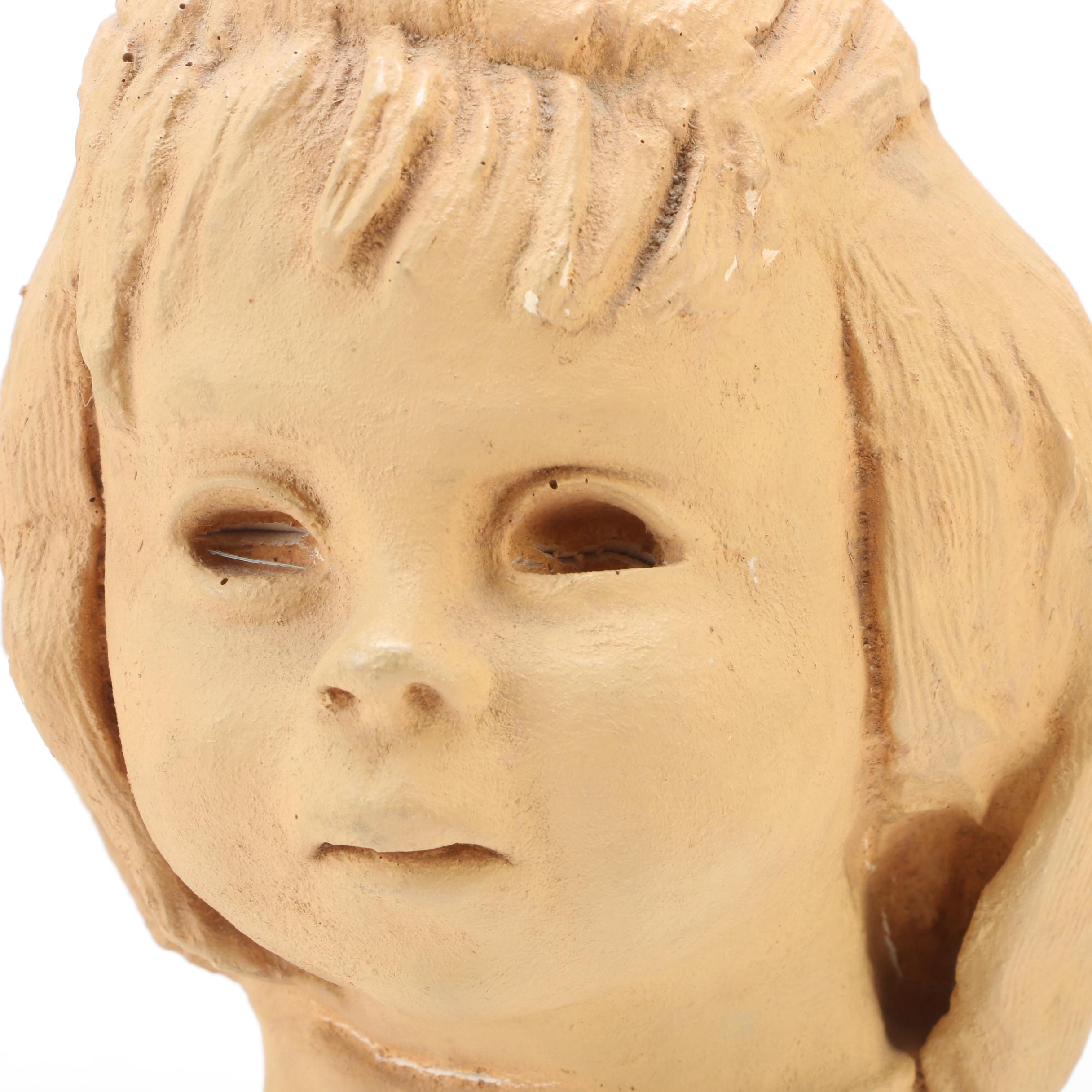 Ann Entis Terracotta Angel Figure with Cast Resin Bust, Late 20th Century