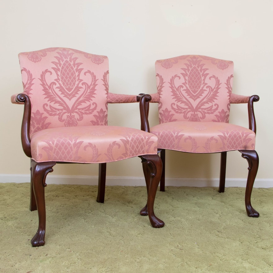 Pair of Hickory Chair George III Style Mahogany Armchairs