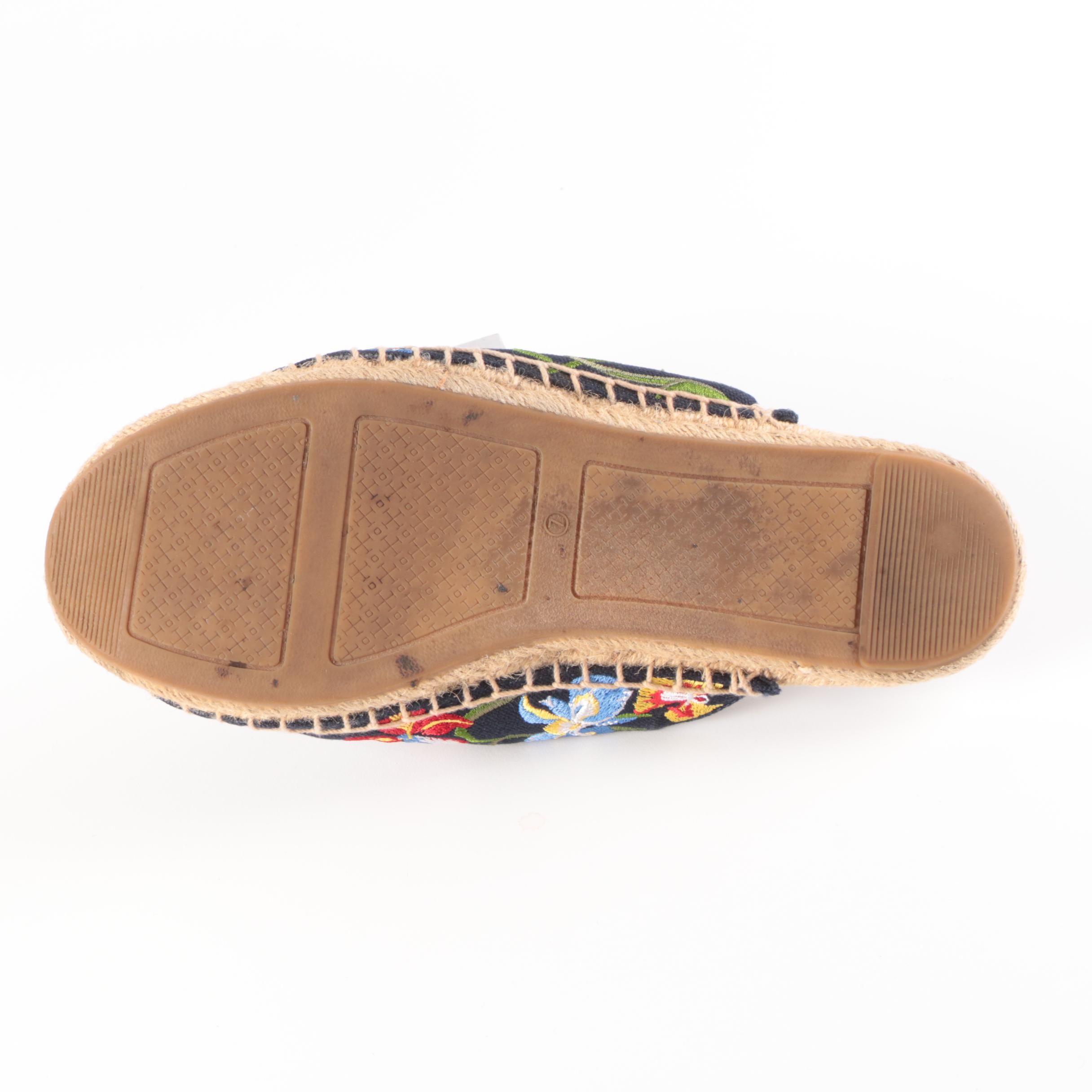 Tory Burch Floral Iris Embroidered Espadrille Slides