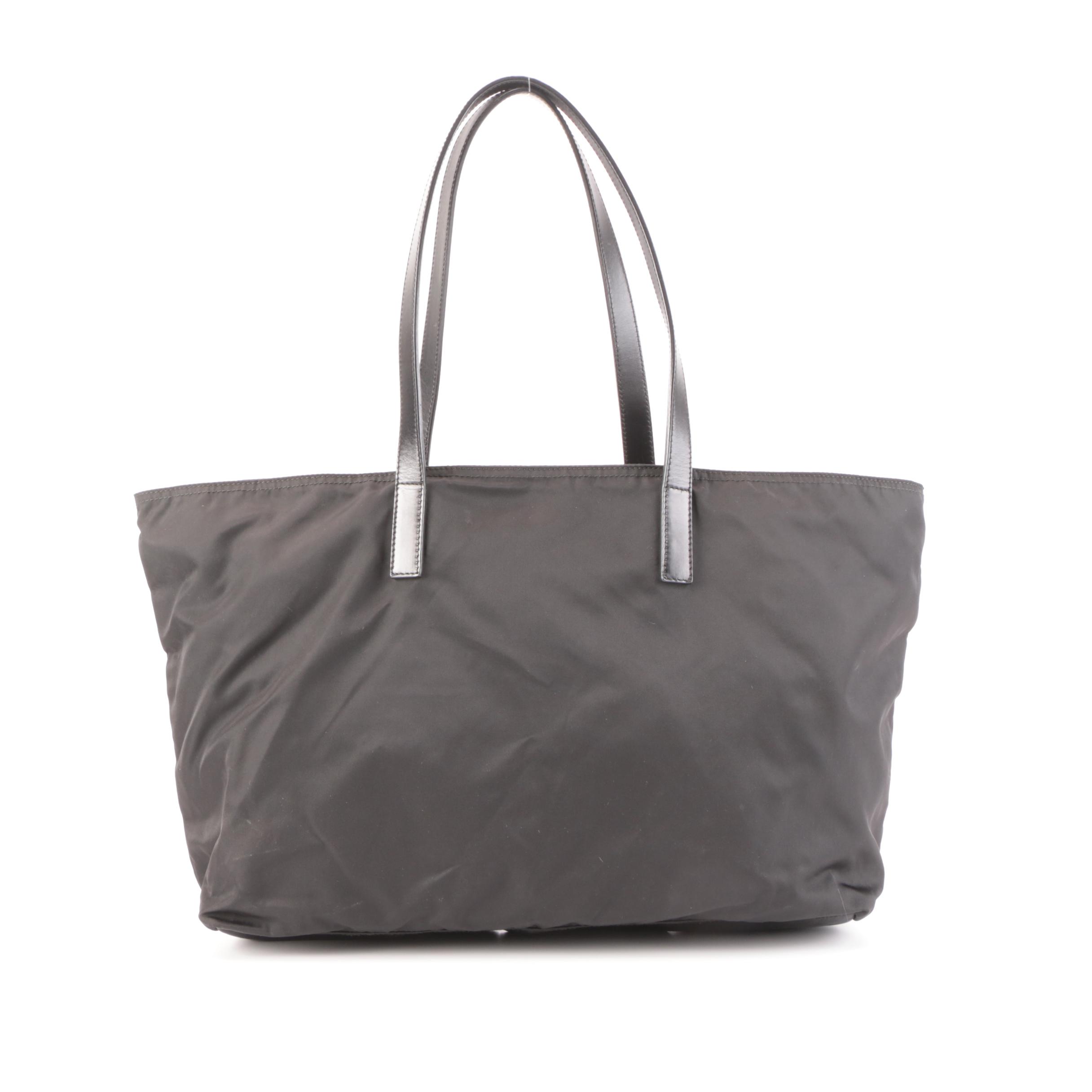 Prada Black Tessuto Nylon and Leather Tote