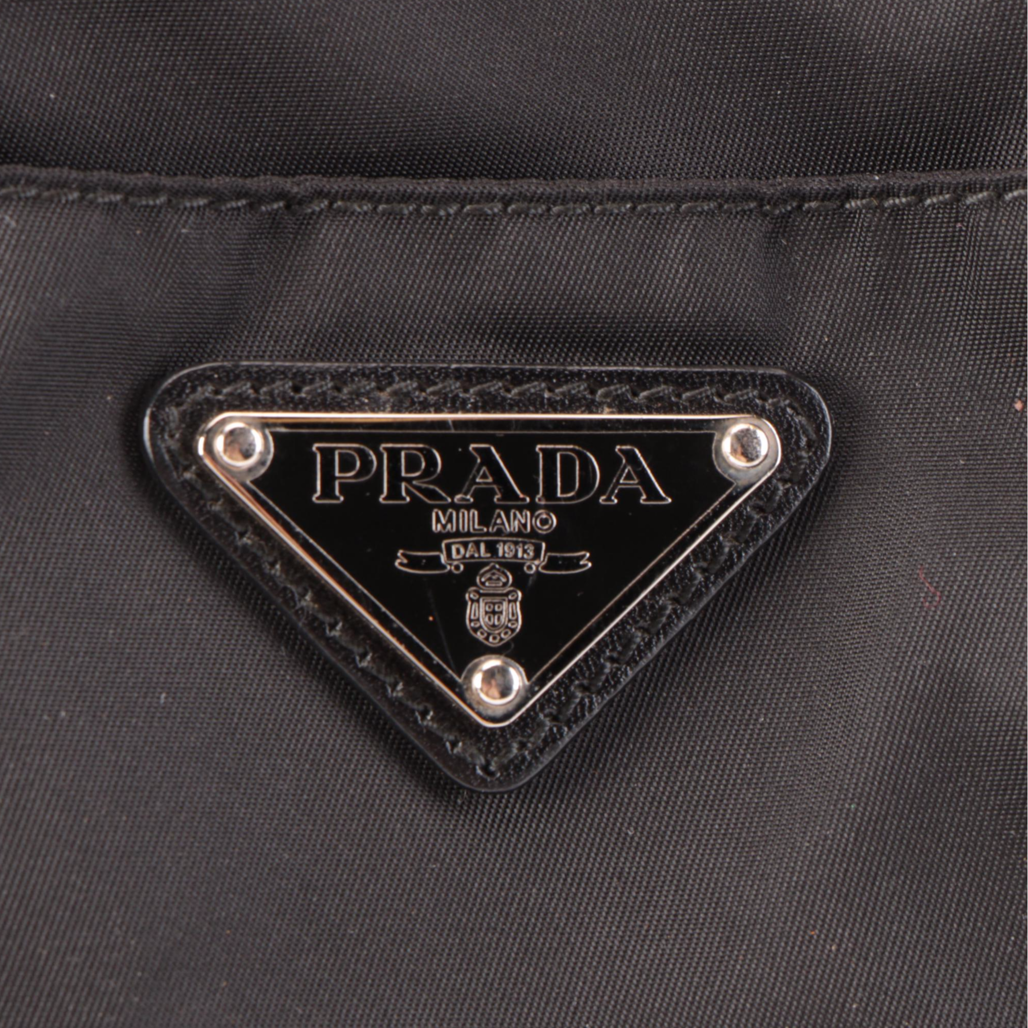 Prada Black Tessuto Nylon and Leather Tote