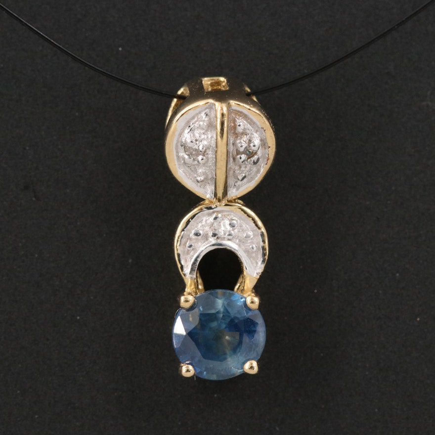Sterling Silver and Articulated White Zircon Sapphire Pendant