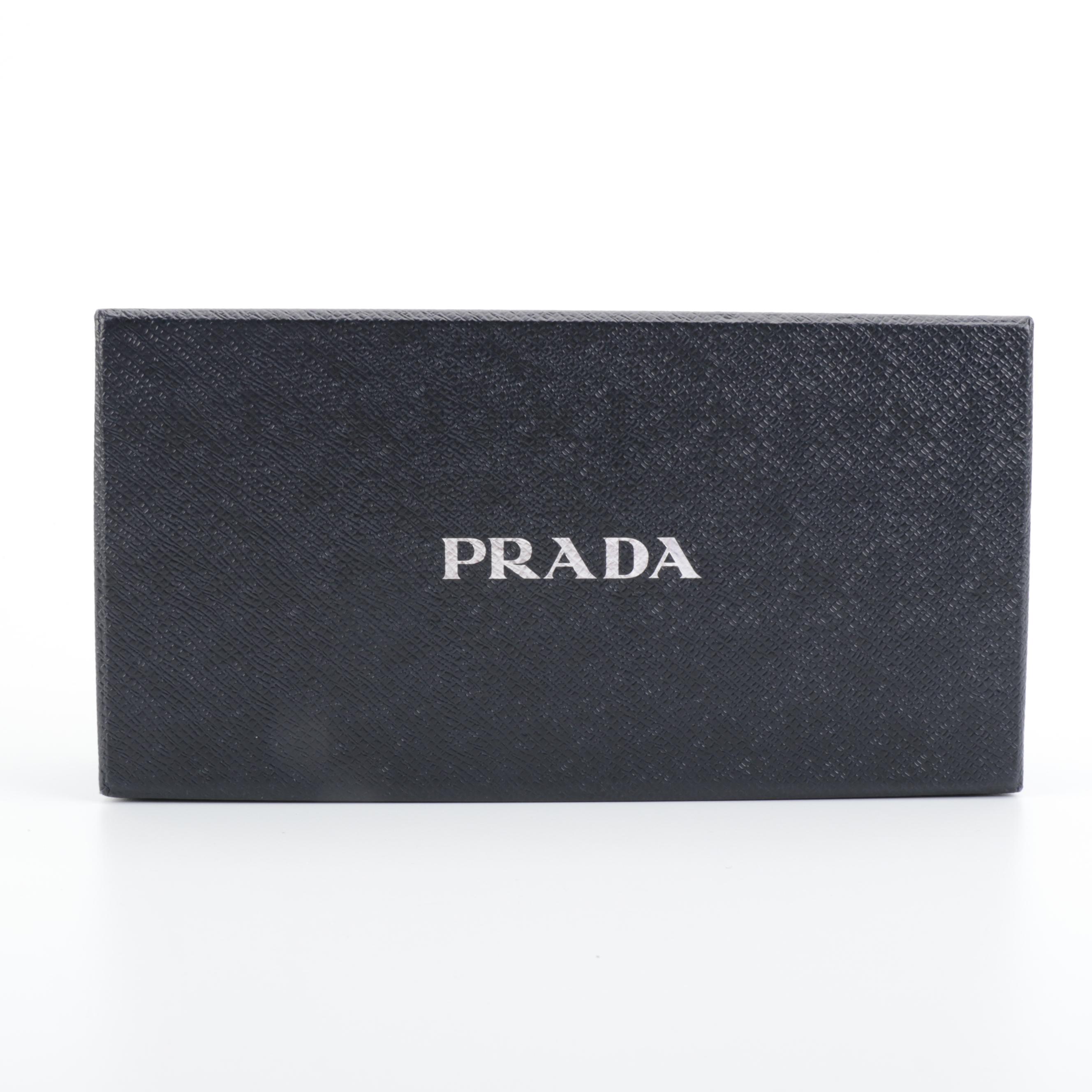 Prada Long Wallet in Metallic Gold Saffiano Leather with Box