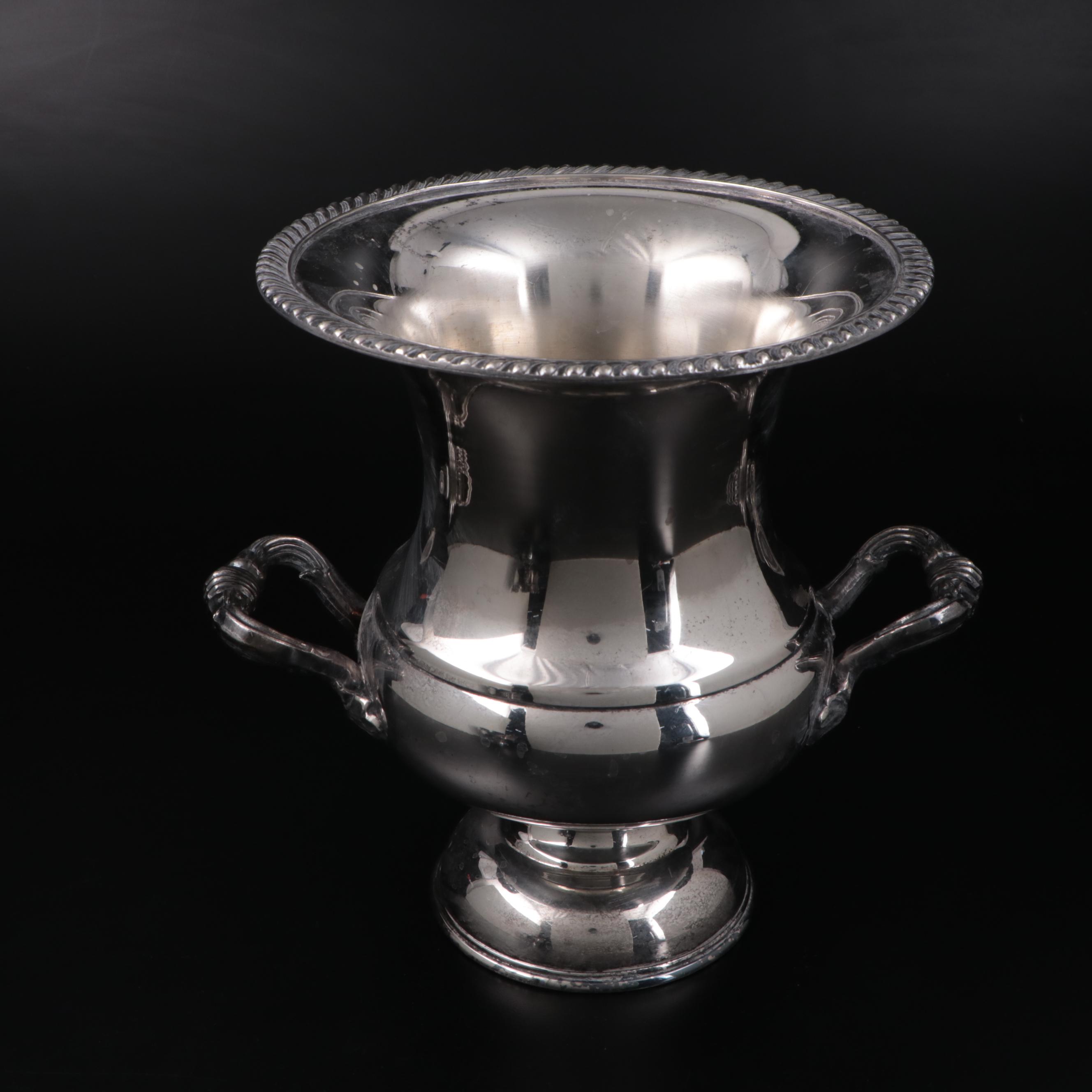 Mottahedeh Silver Plate Monteith Bowl with English Silver Mfg. Corp Wine Cooler