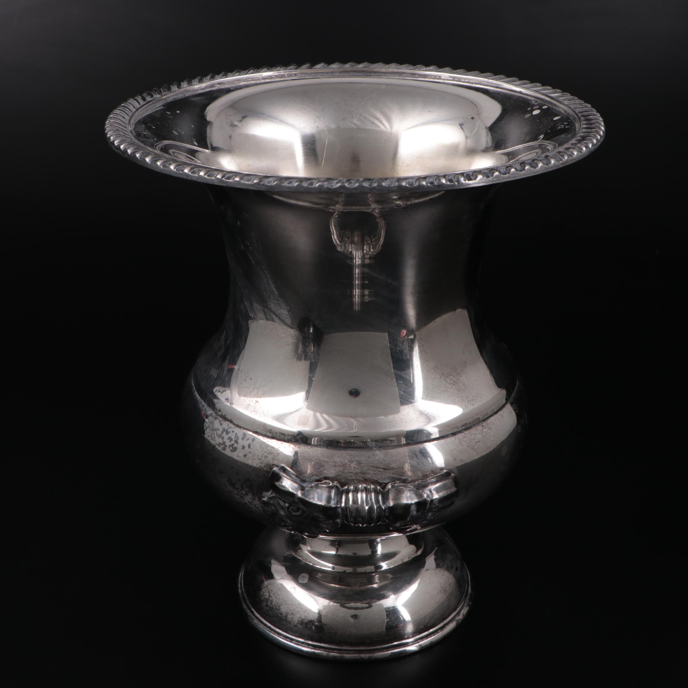 Mottahedeh Silver Plate Monteith Bowl with English Silver Mfg. Corp Wine Cooler