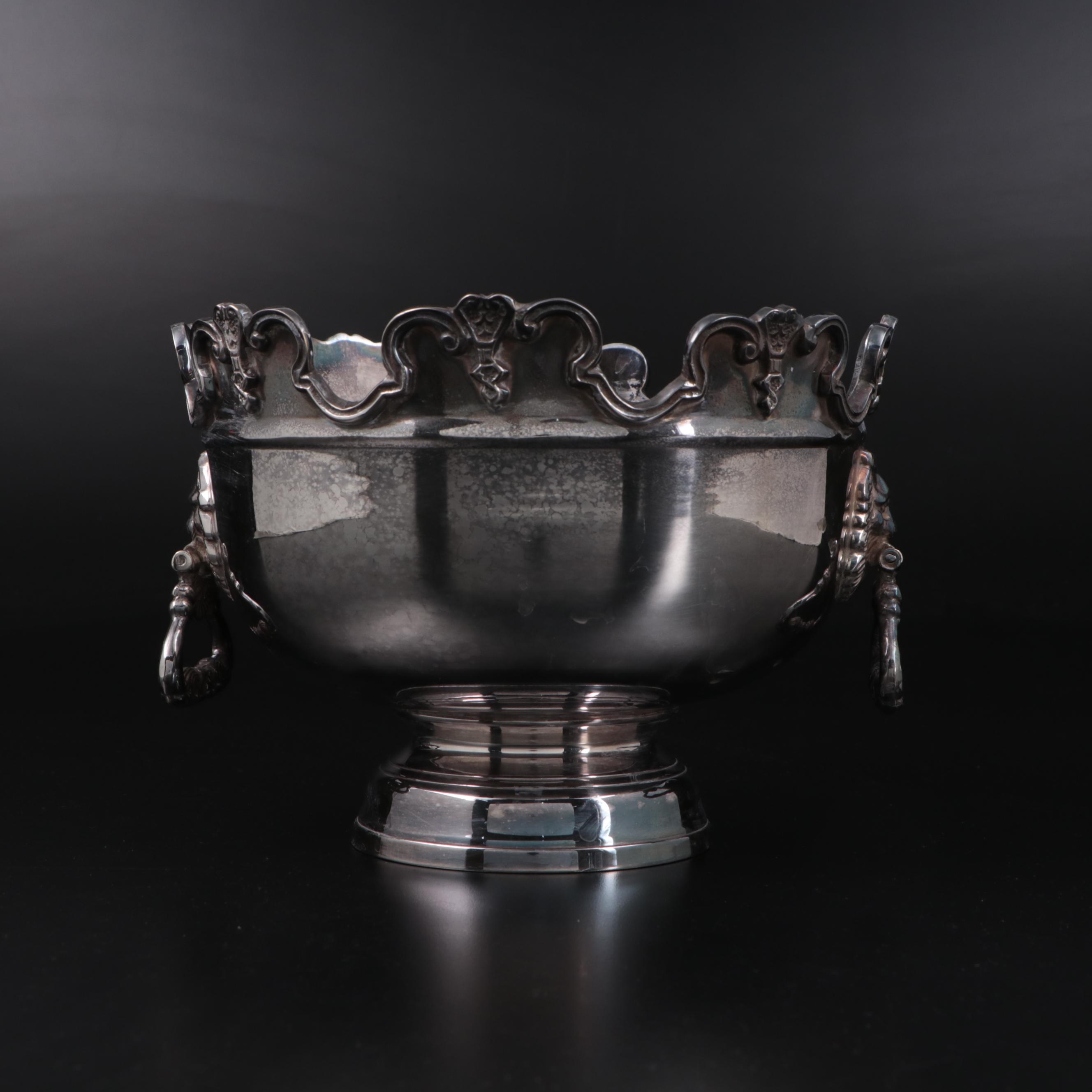 Mottahedeh Silver Plate Monteith Bowl with English Silver Mfg. Corp Wine Cooler