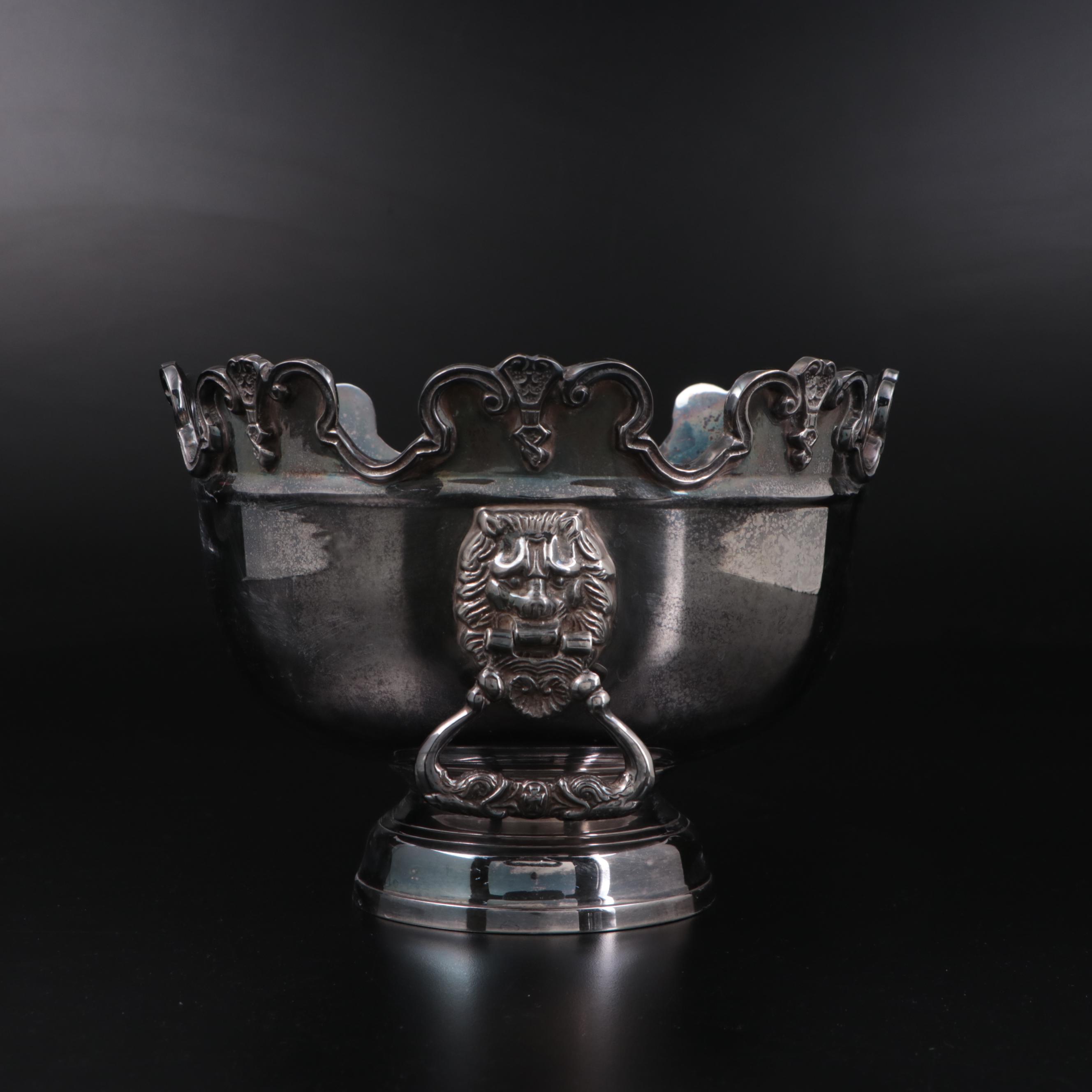 Mottahedeh Silver Plate Monteith Bowl with English Silver Mfg. Corp Wine Cooler