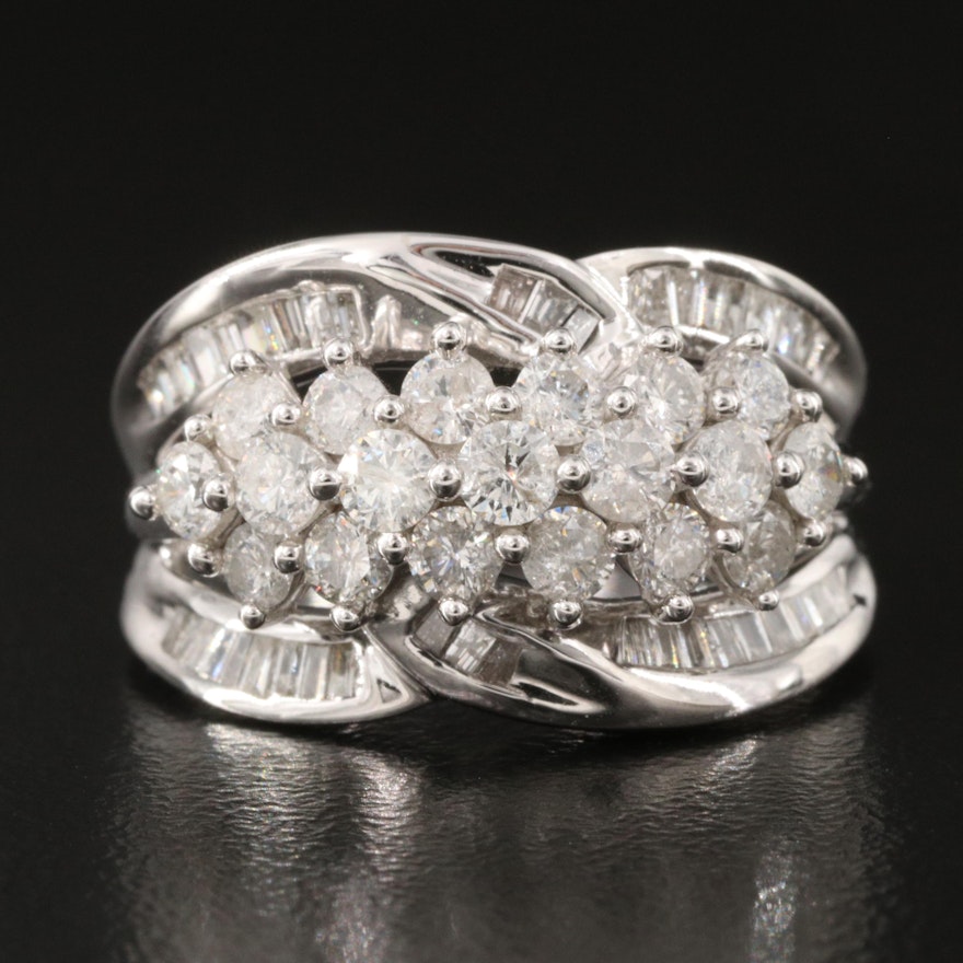 14K 1.55 CTW Diamond Cluster Ring