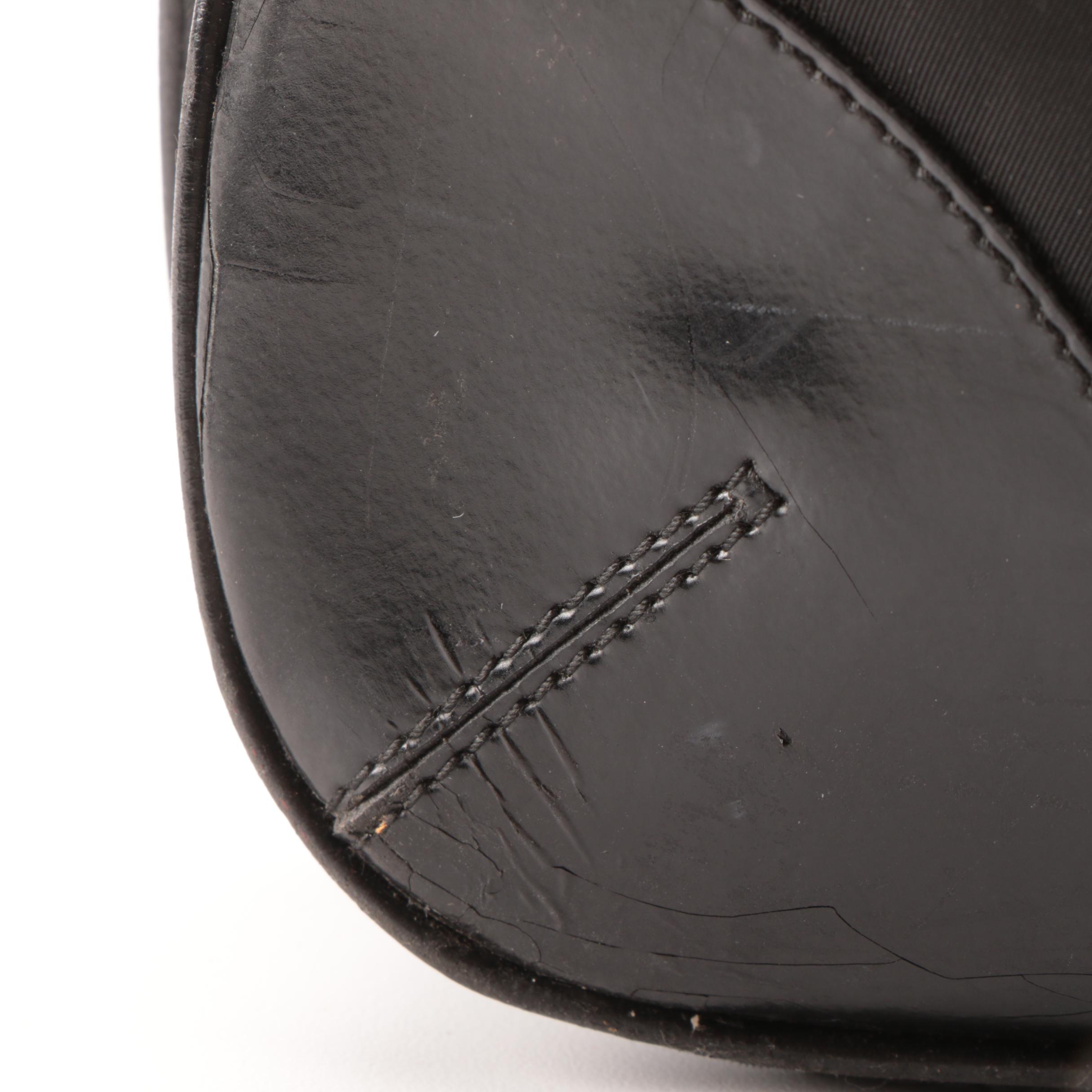 Prada Shoulder Bag in Black Tessuto Nylon and Leather with Grommet Strap