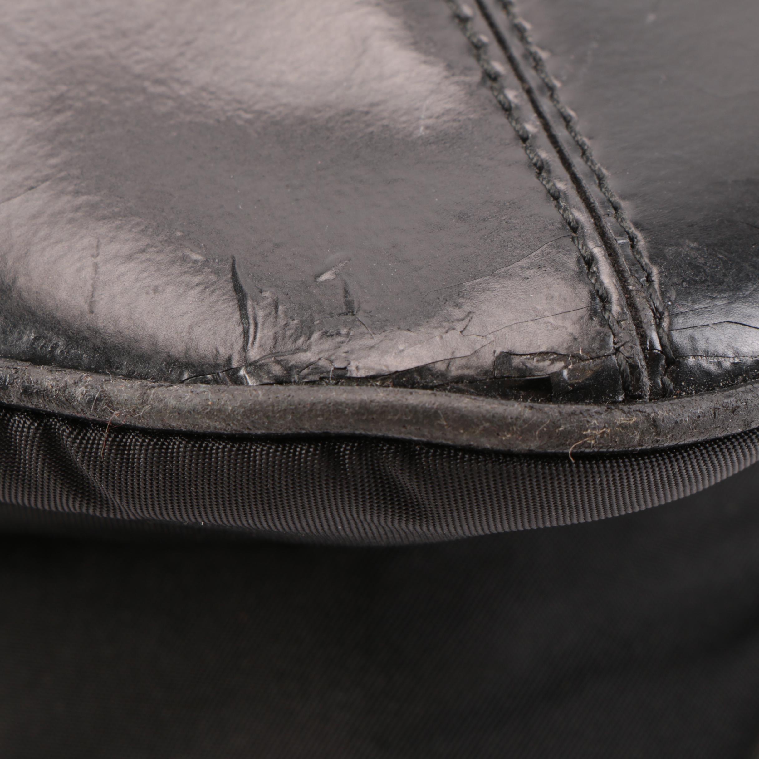 Prada Shoulder Bag in Black Tessuto Nylon and Leather with Grommet Strap