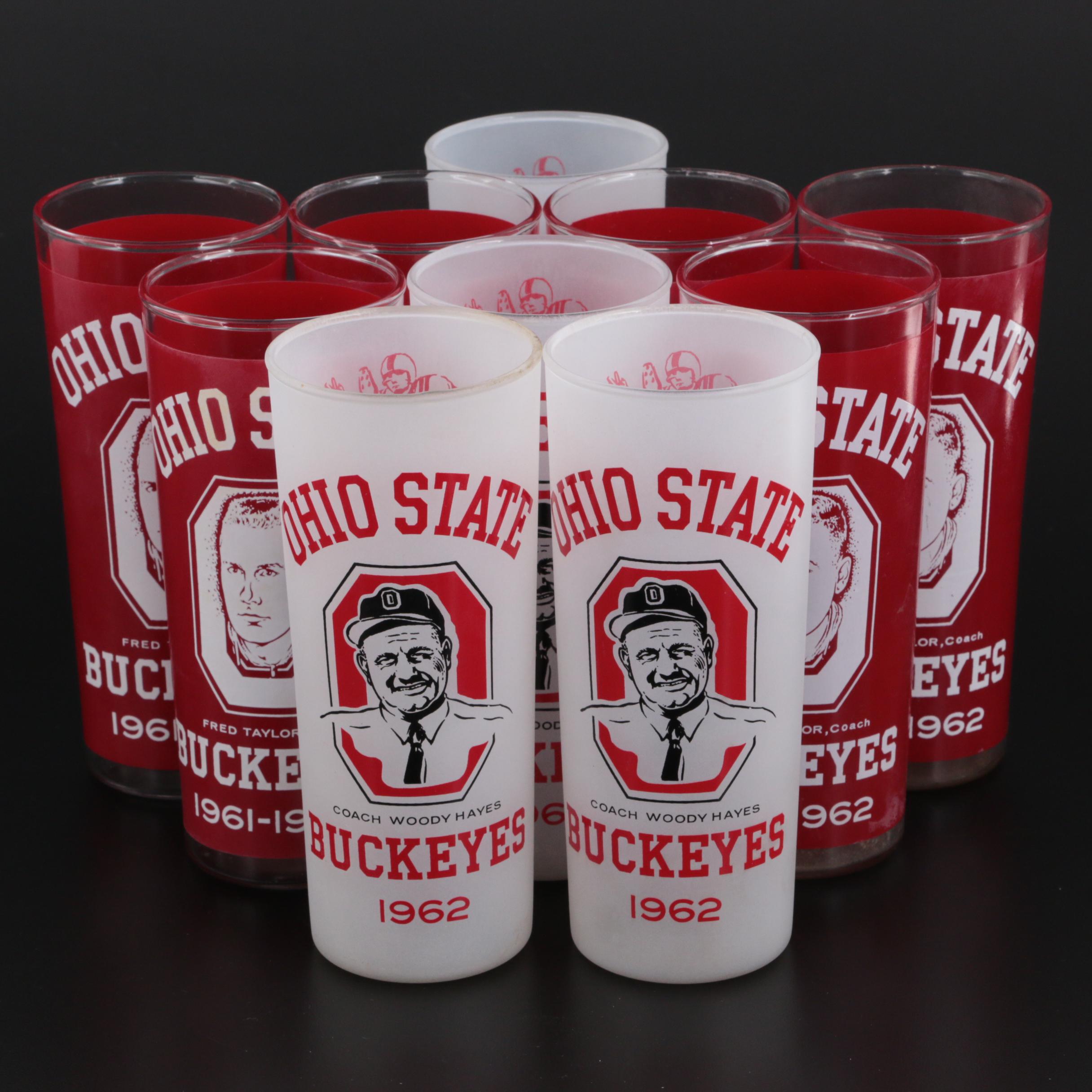 Ohio State Buckeyes Woody Hayes, Fred Taylor and Buckeye Squad Drinking Glasses