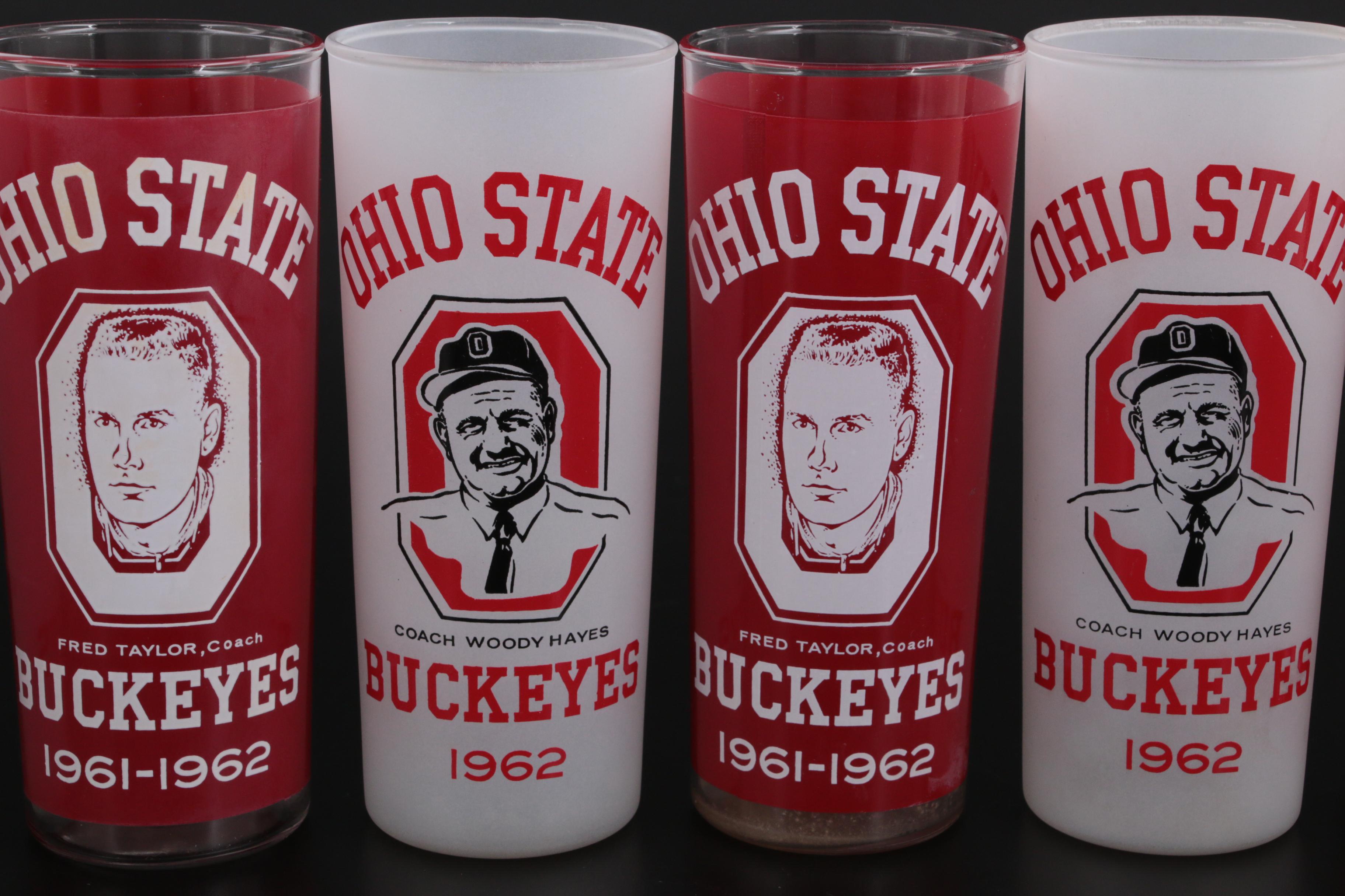 Ohio State Buckeyes Woody Hayes, Fred Taylor and Buckeye Squad Drinking Glasses