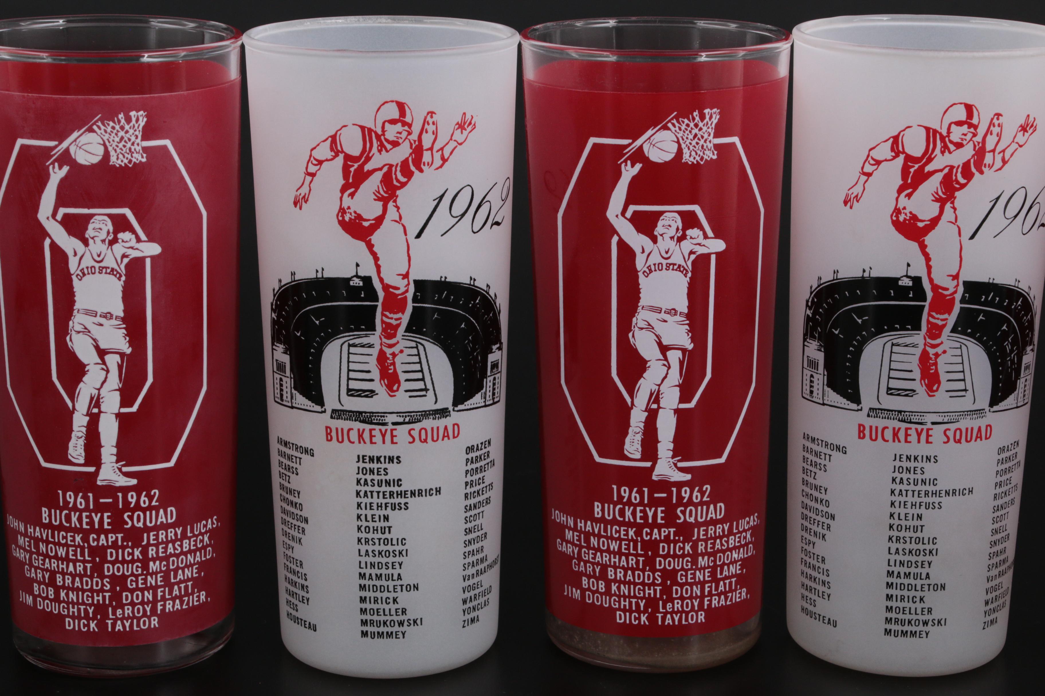 Ohio State Buckeyes Woody Hayes, Fred Taylor and Buckeye Squad Drinking Glasses