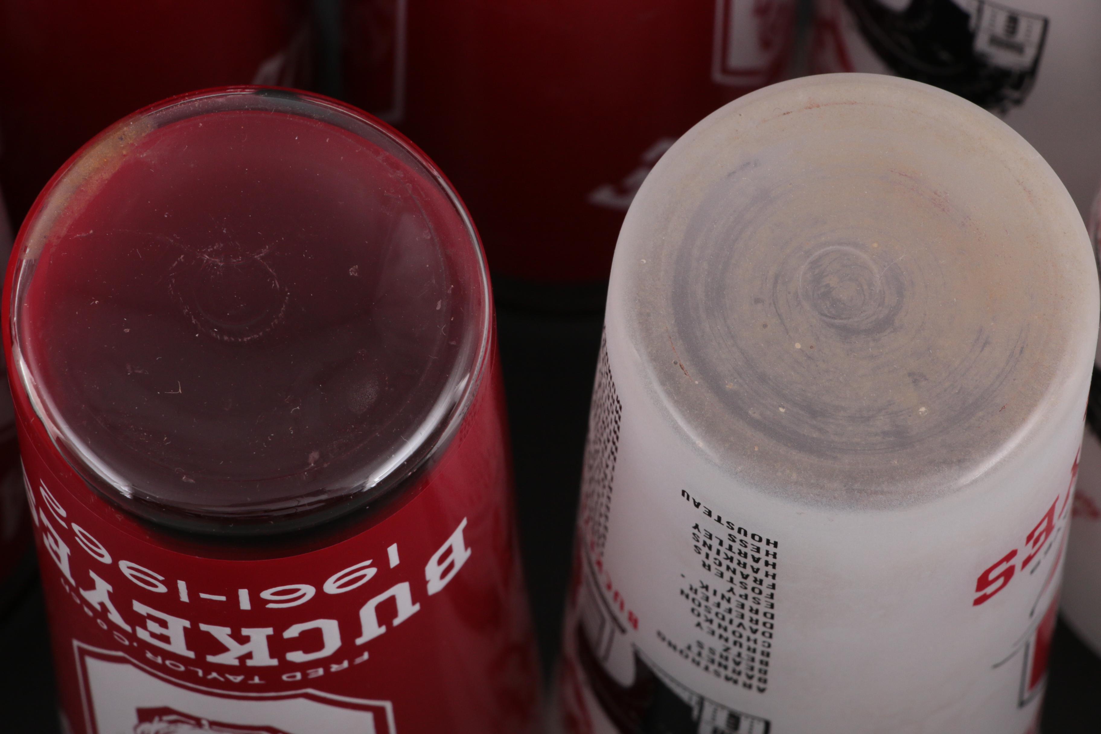 Ohio State Buckeyes Woody Hayes, Fred Taylor and Buckeye Squad Drinking Glasses