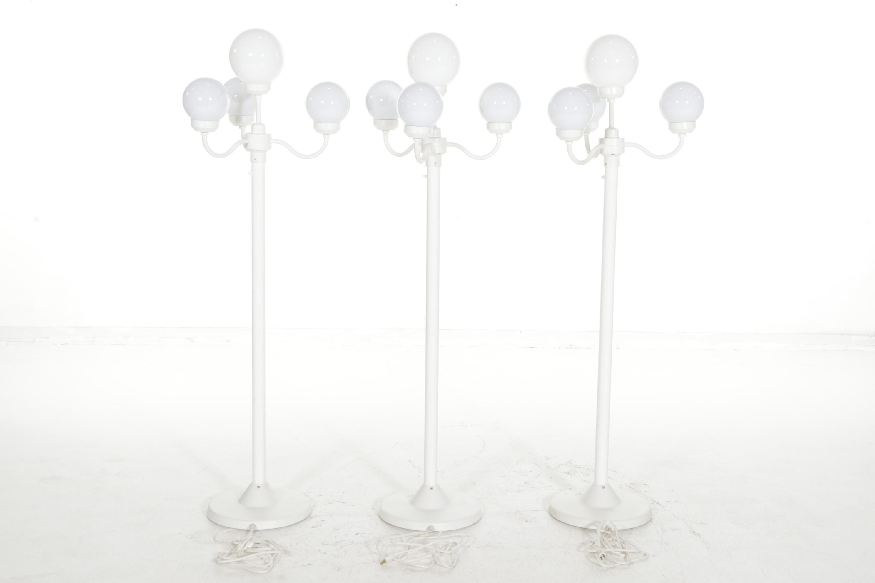Three White Outdoor Lamp Post Style Lights
