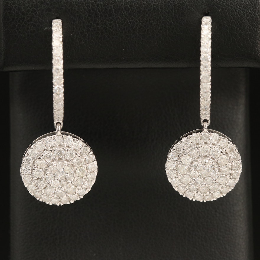 14K 3.25 CTW Diamond Cluster Drop Earrings