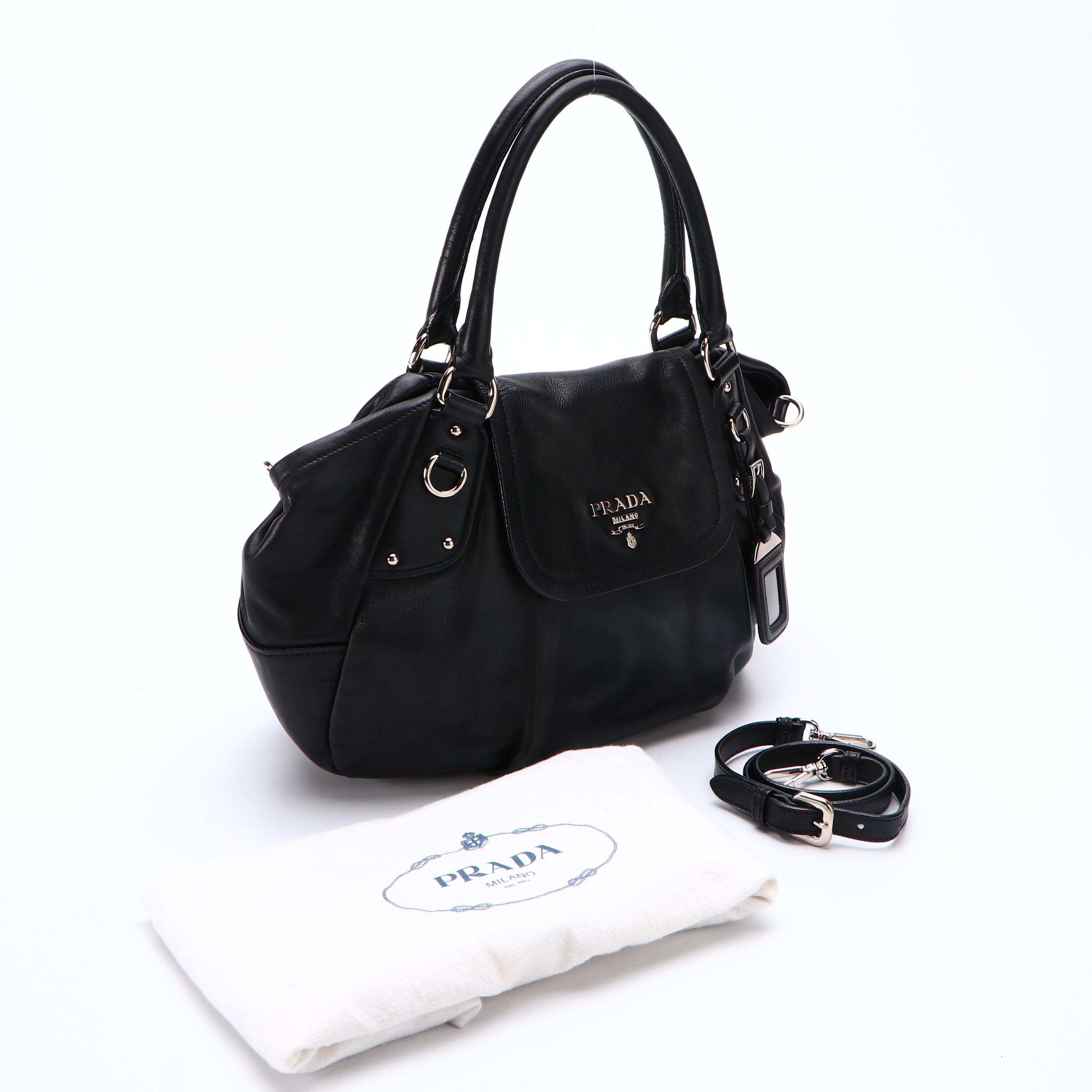 Prada Black Leather Two-Way Bag