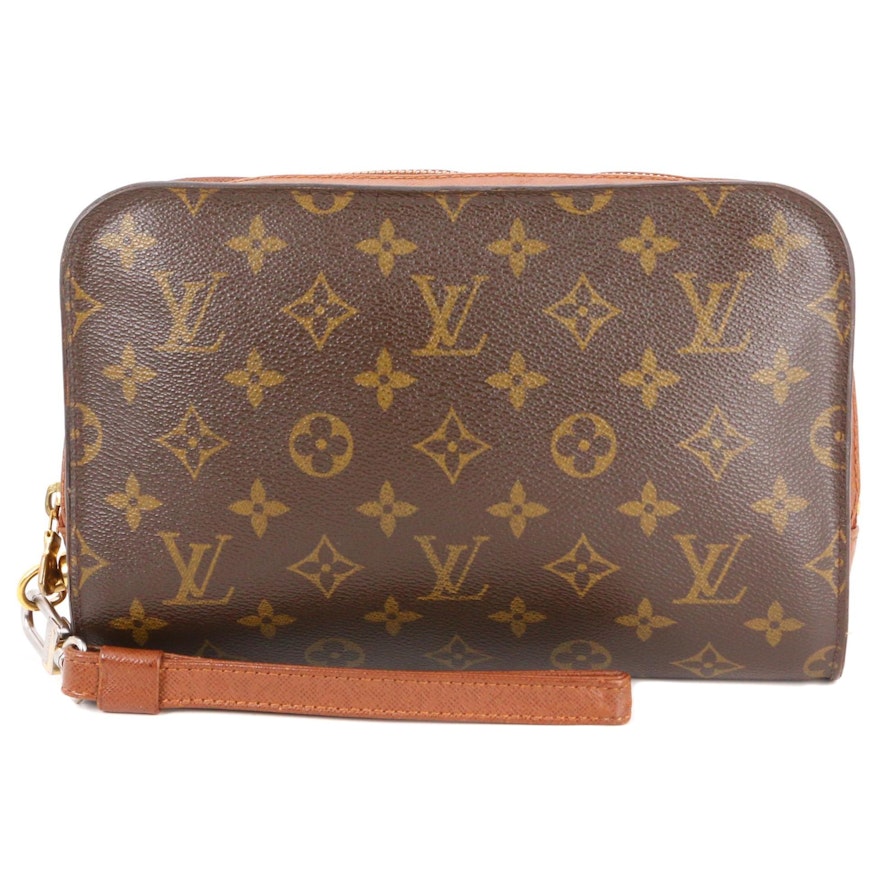 Louis Vuitton Pochette Orsay Clutch Wristlet in Monogram Canvas and Leather