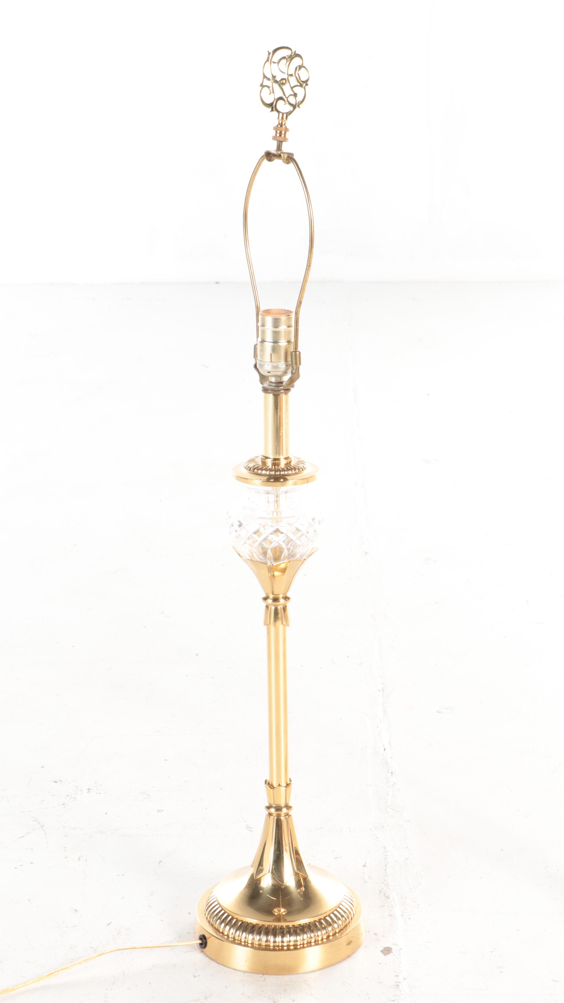 Brass and Crystal Buffet Table Lamps