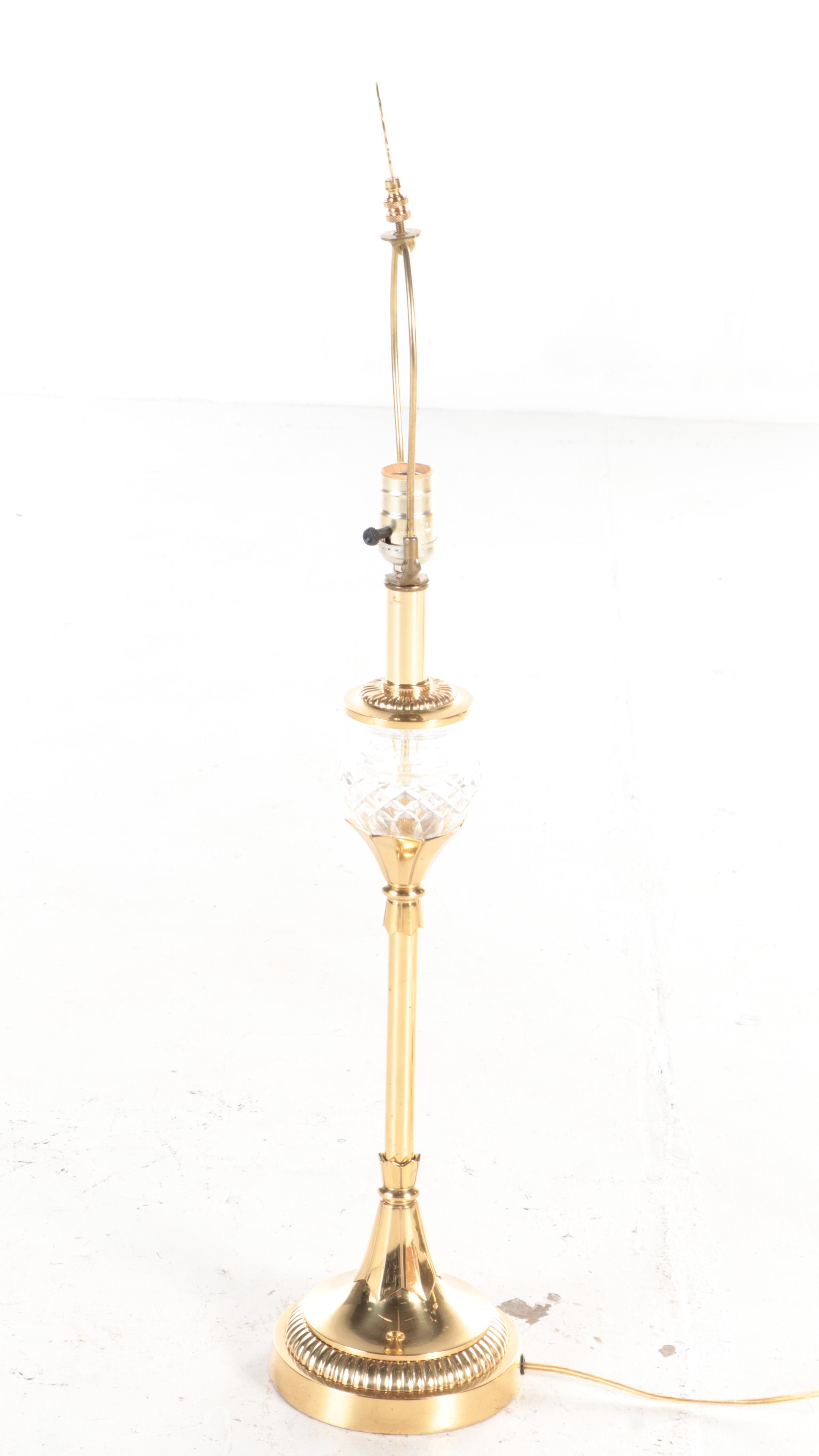 Brass and Crystal Buffet Table Lamps
