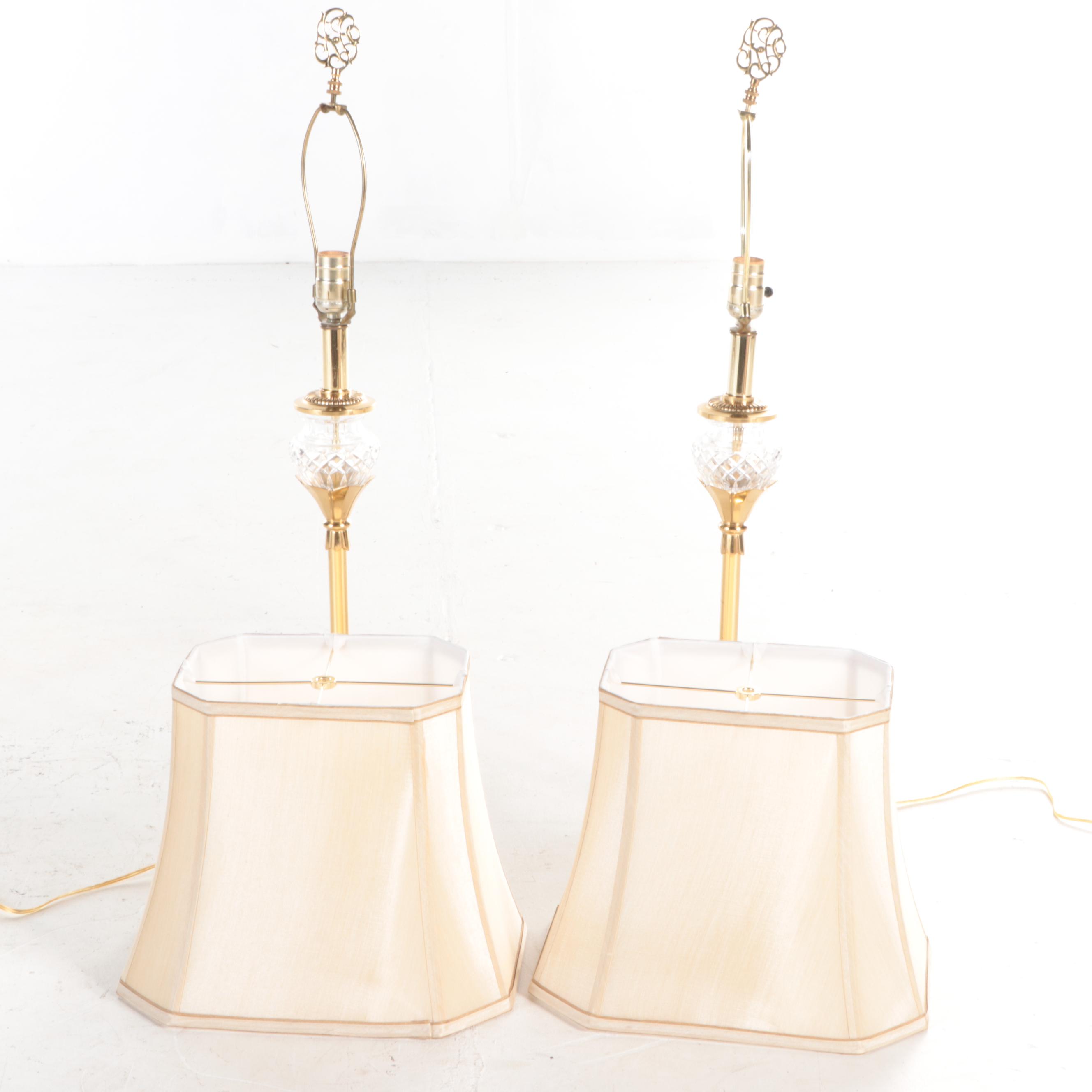 Brass and Crystal Buffet Table Lamps
