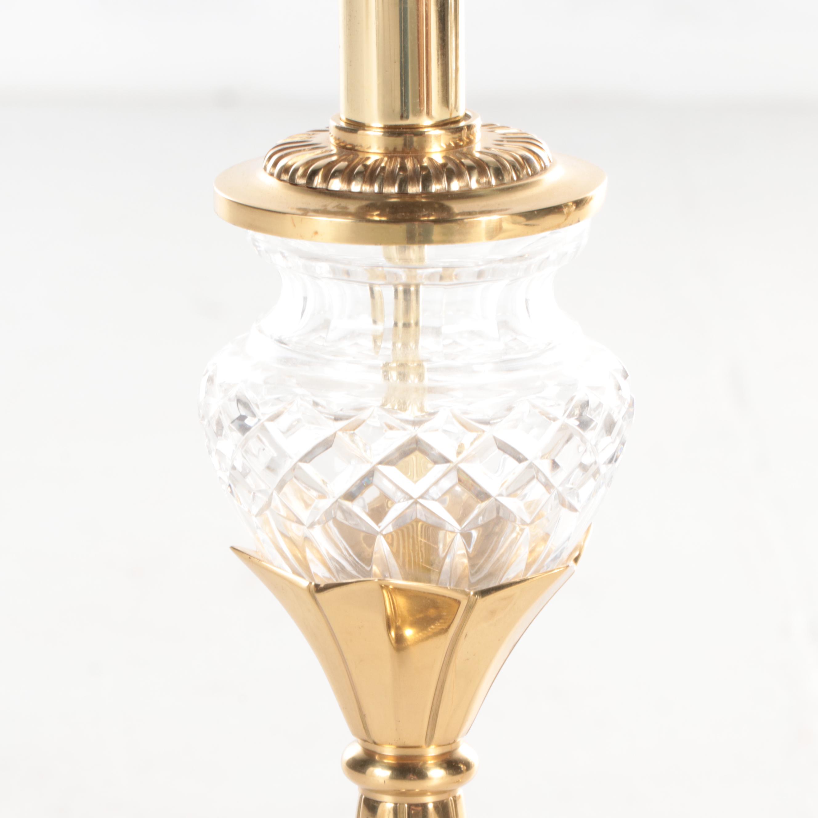 Brass and Crystal Buffet Table Lamps