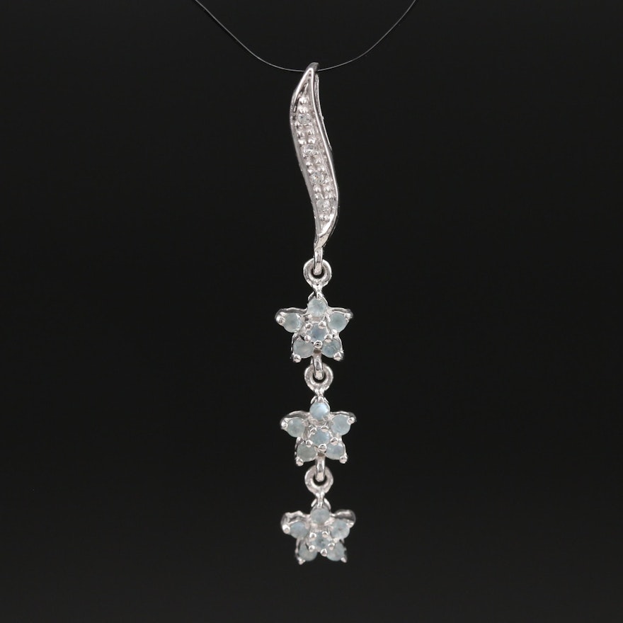 Sterling Alexandrite and Zircon Star Trio Pendant