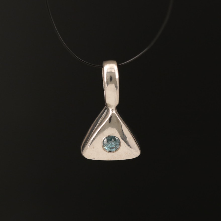 Sterling Diamond Triangular Pendant