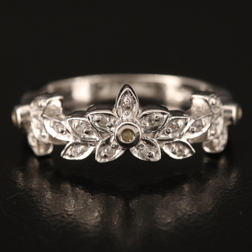 Sterling Diamond and Zircon Flower Band