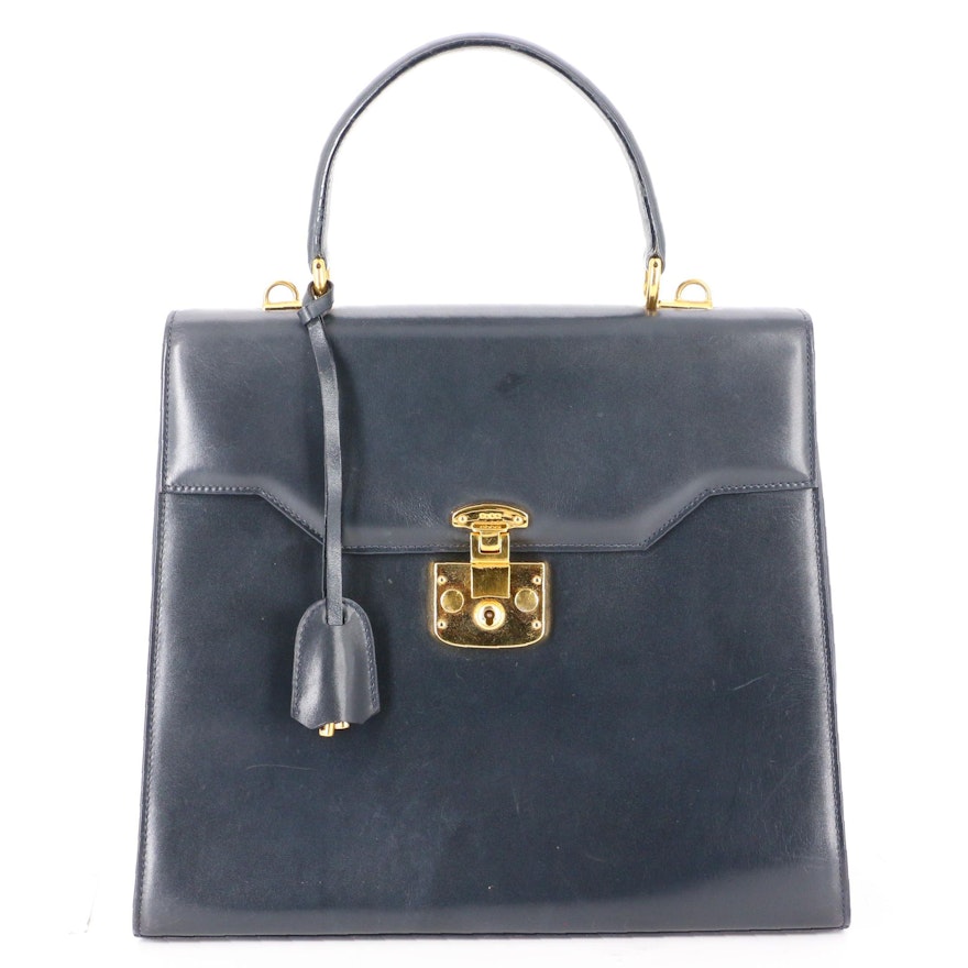 Gucci Top Handle Bag in Black Leather with Detachable Strap