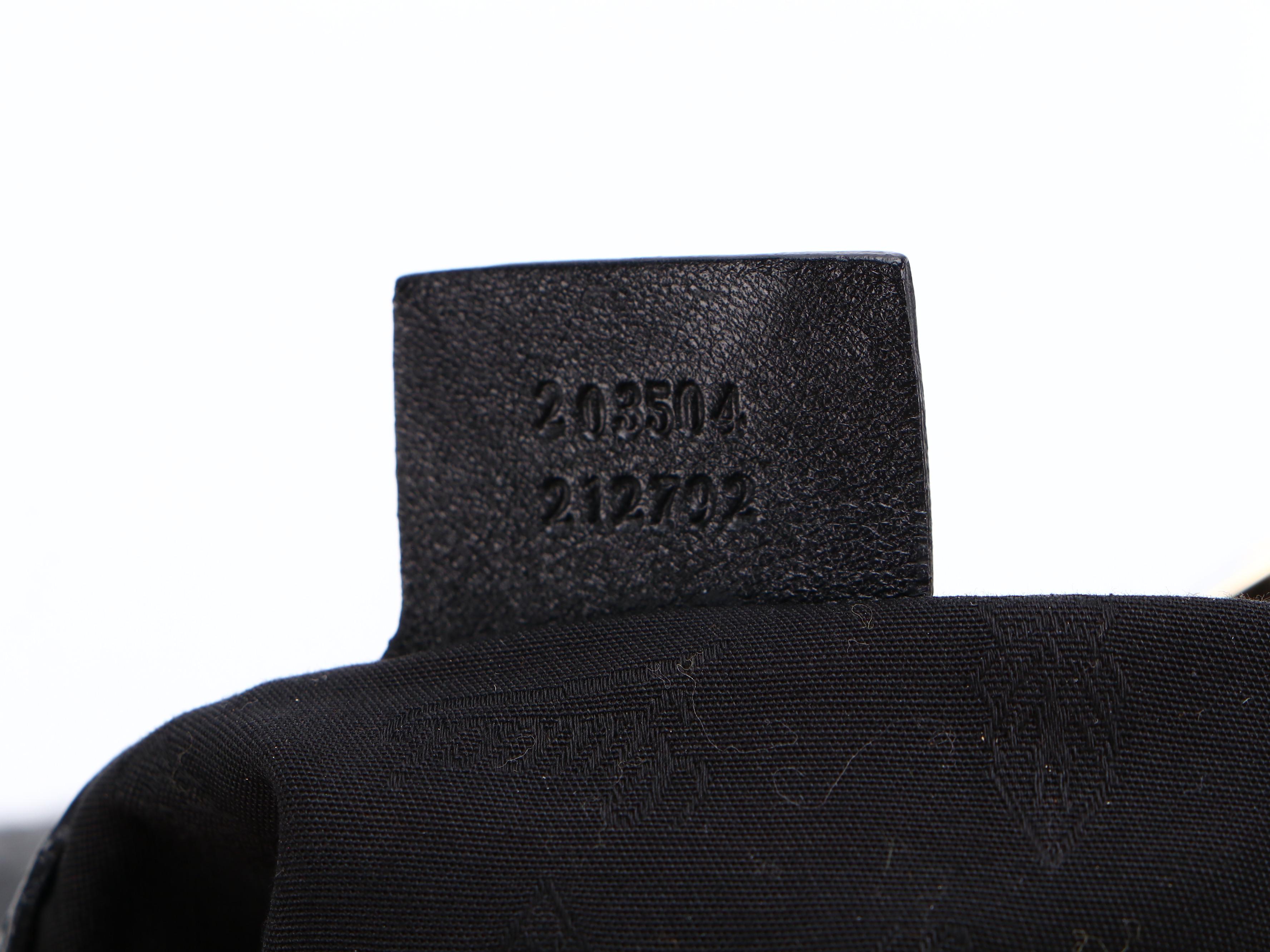 Gucci Charlotte Tote Hobo Bag in Black Guccissima and Smooth Leather