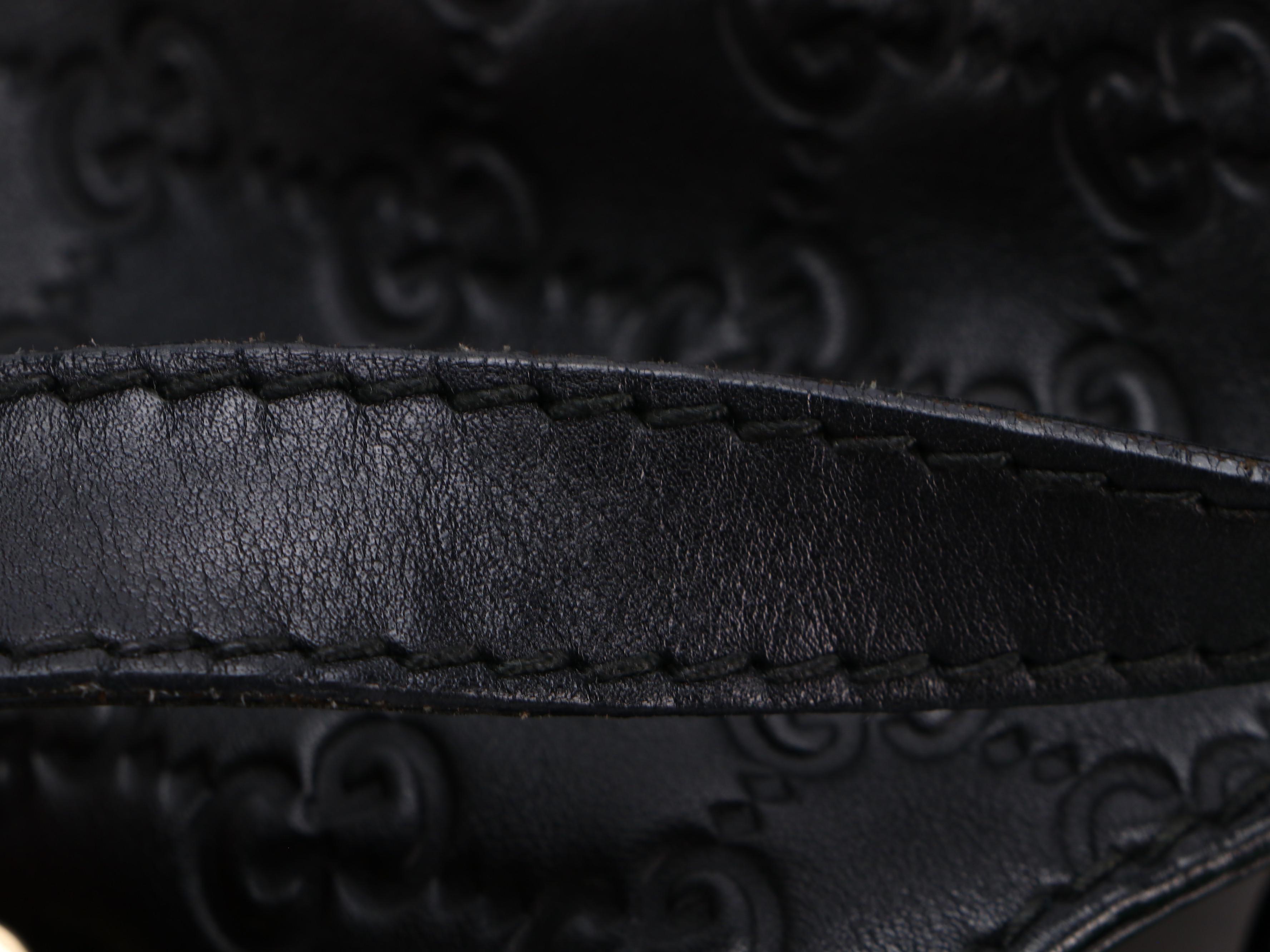 Gucci Charlotte Tote Hobo Bag in Black Guccissima and Smooth Leather