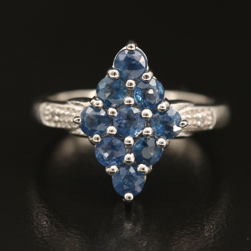 Sterling Sapphire and Zircon Ring