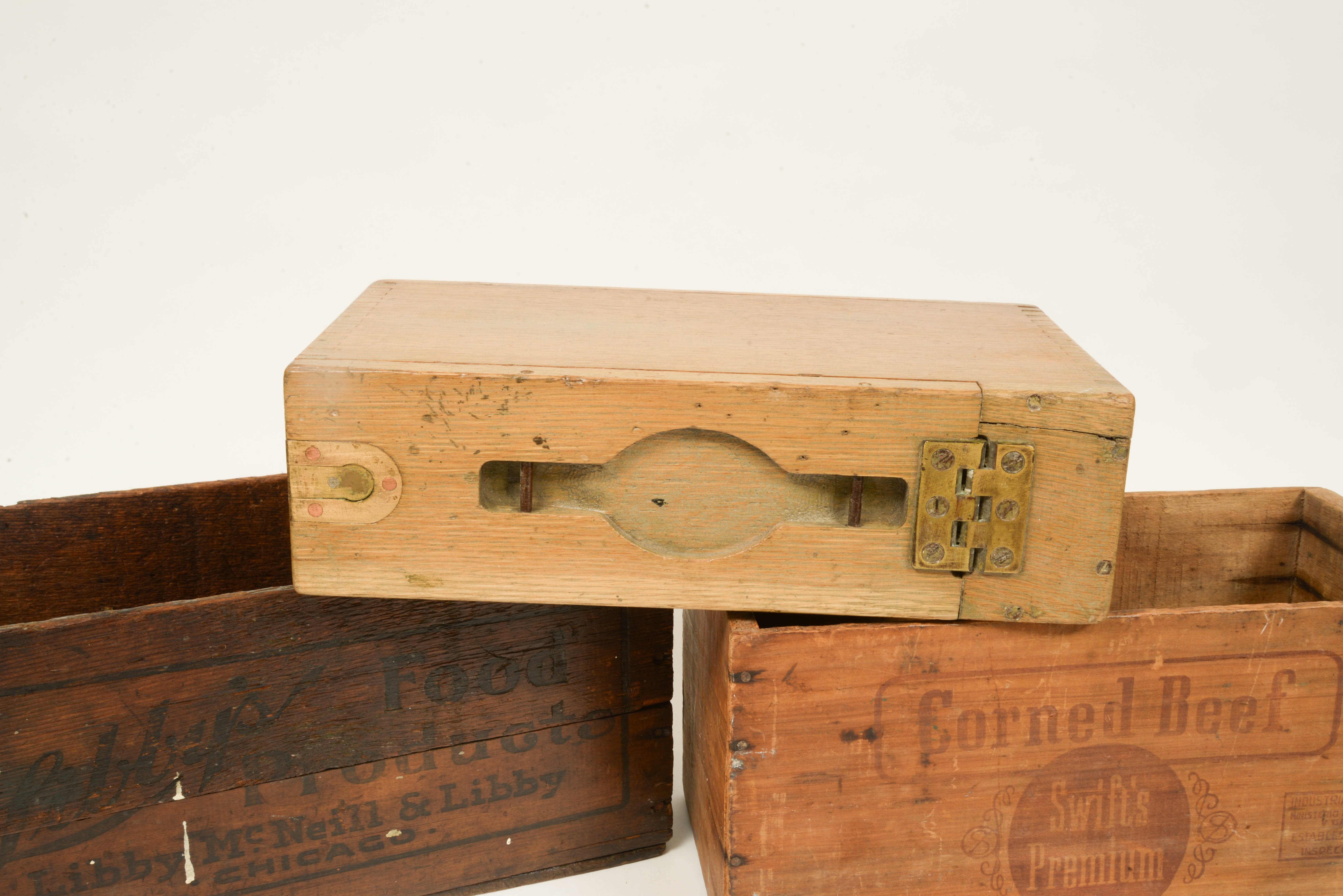 Libby's and Swift's Wood Crates With WWI Ammo Box, Early to Mid-20th Century