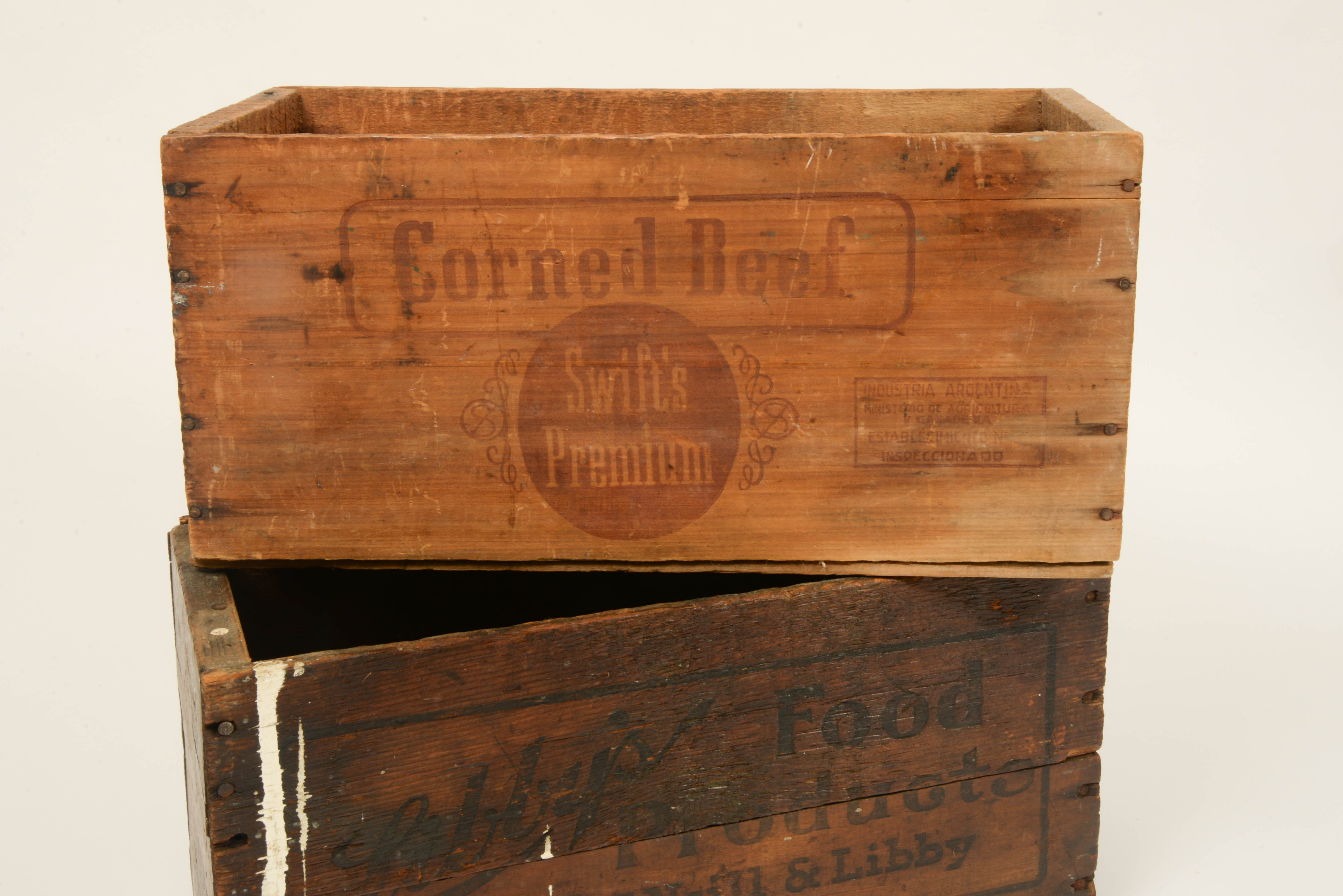 Libby's and Swift's Wood Crates With WWI Ammo Box, Early to Mid-20th Century