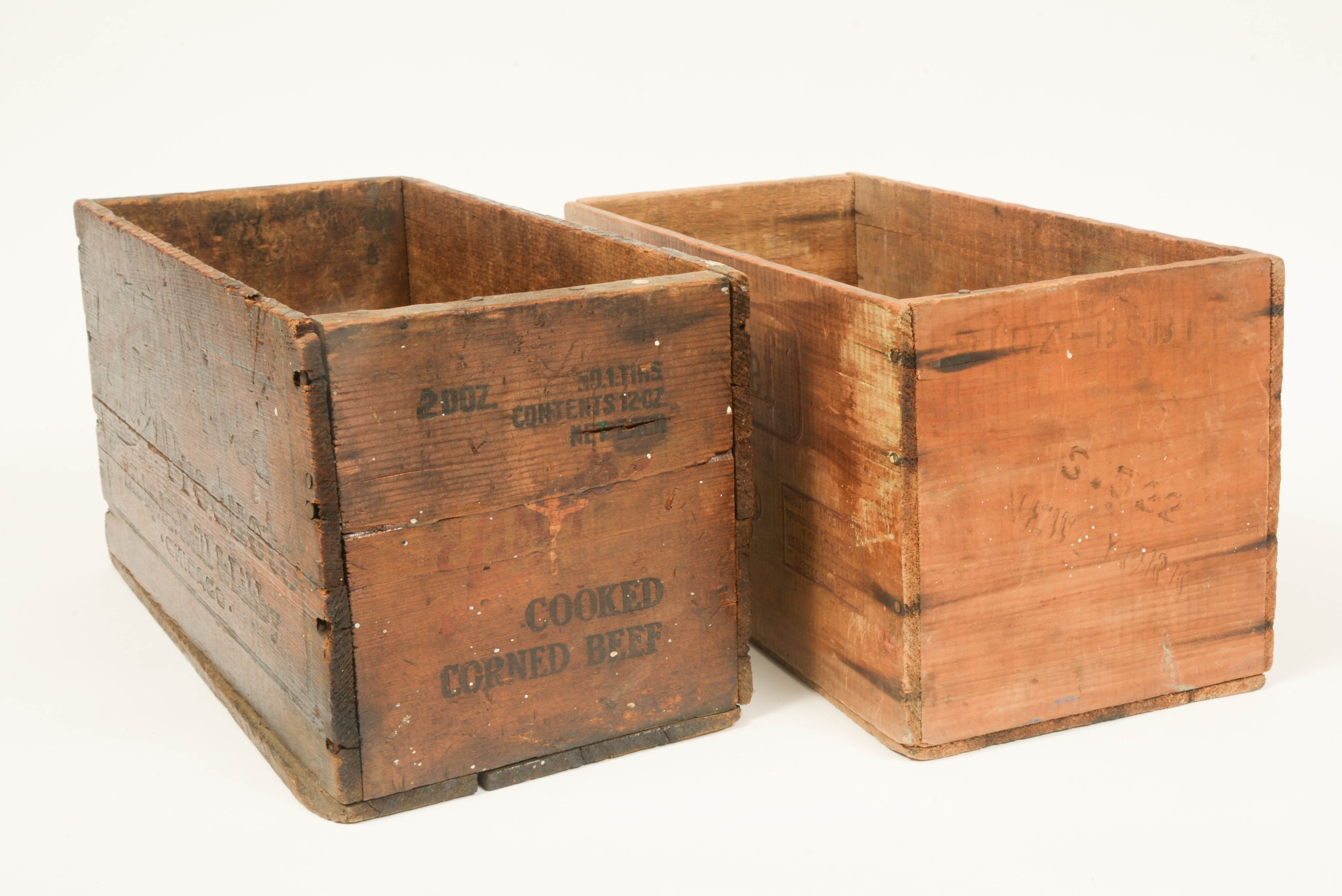Libby's and Swift's Wood Crates With WWI Ammo Box, Early to Mid-20th Century