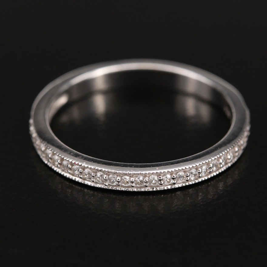 Sterling Zircon Band with Milgrain Detail