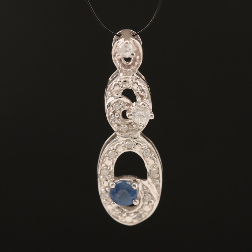 Sterling Sapphire and Zircon Pendant