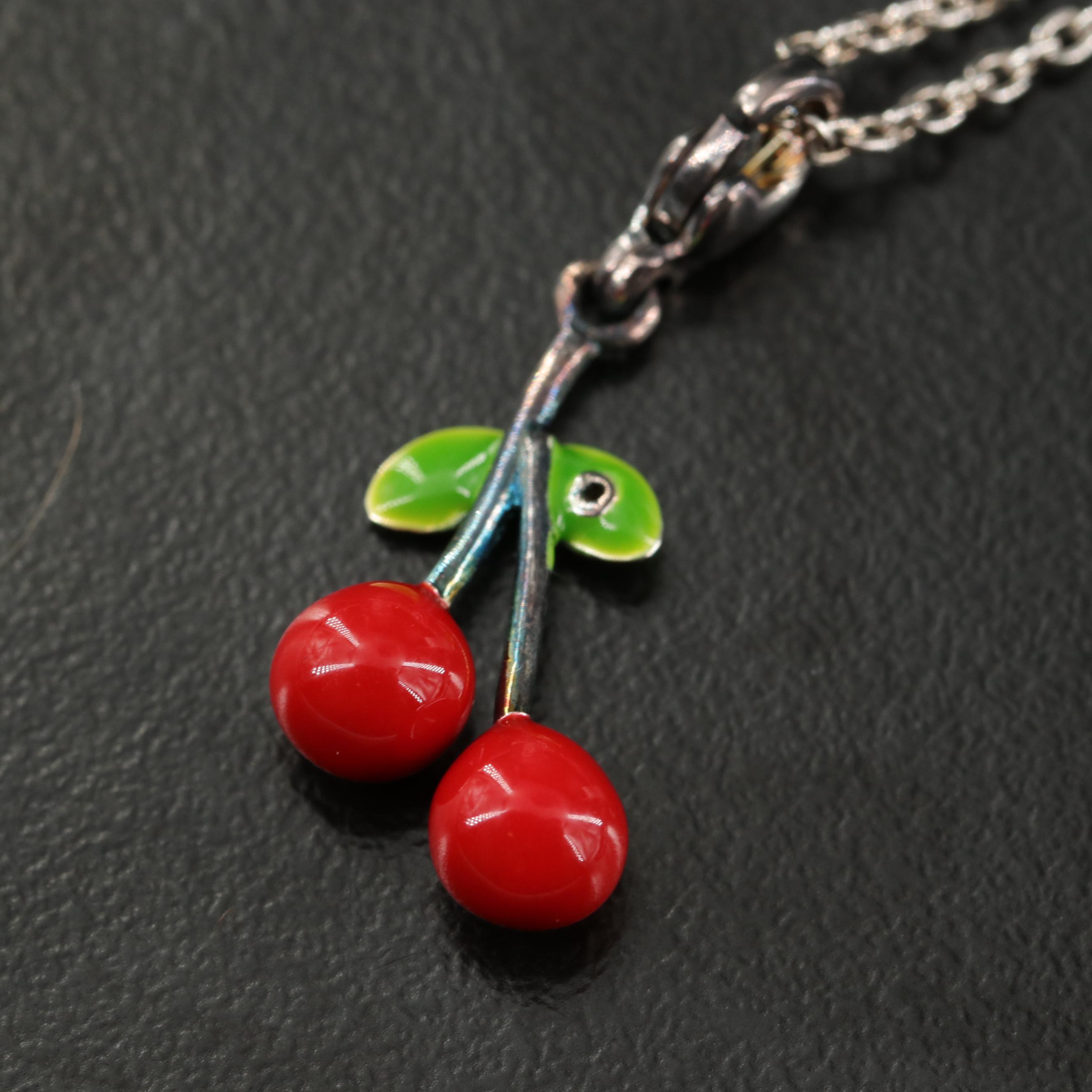 Sterling Jewelry with Smiley Face and Cherry Pendant Necklaces