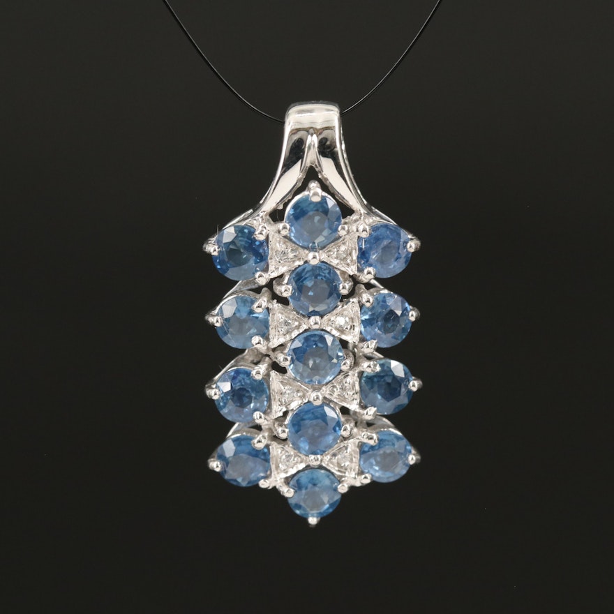 Sterling Sapphire and Zircon Pendant