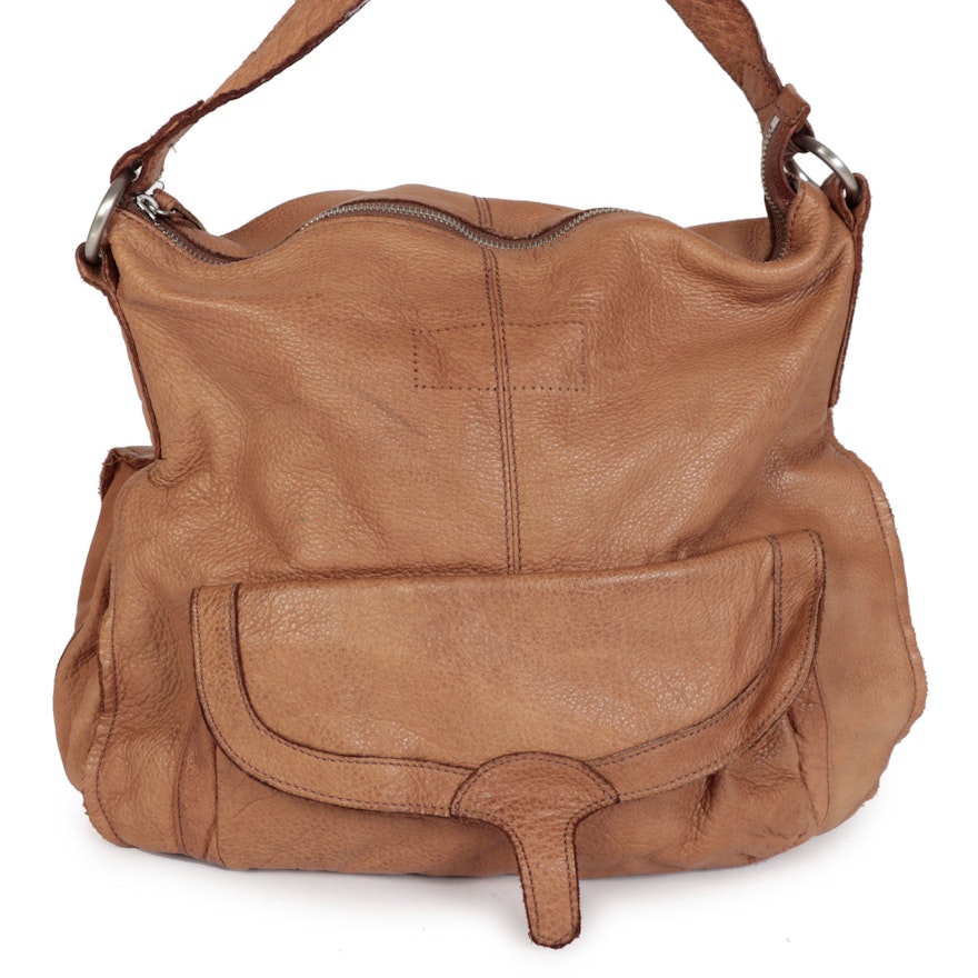 Liebeskind Berlin Shoulder Bag in Brown Grained Leather