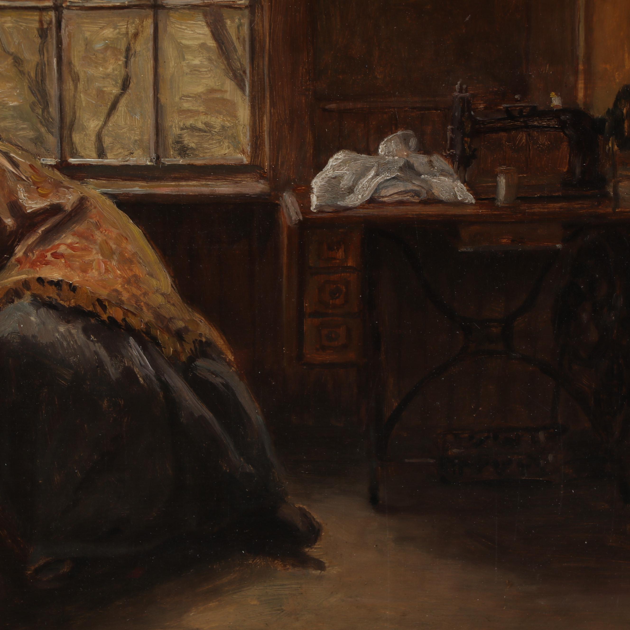Horace Burdick Oil Painting "An Afternoon Nap," Early 20th Century