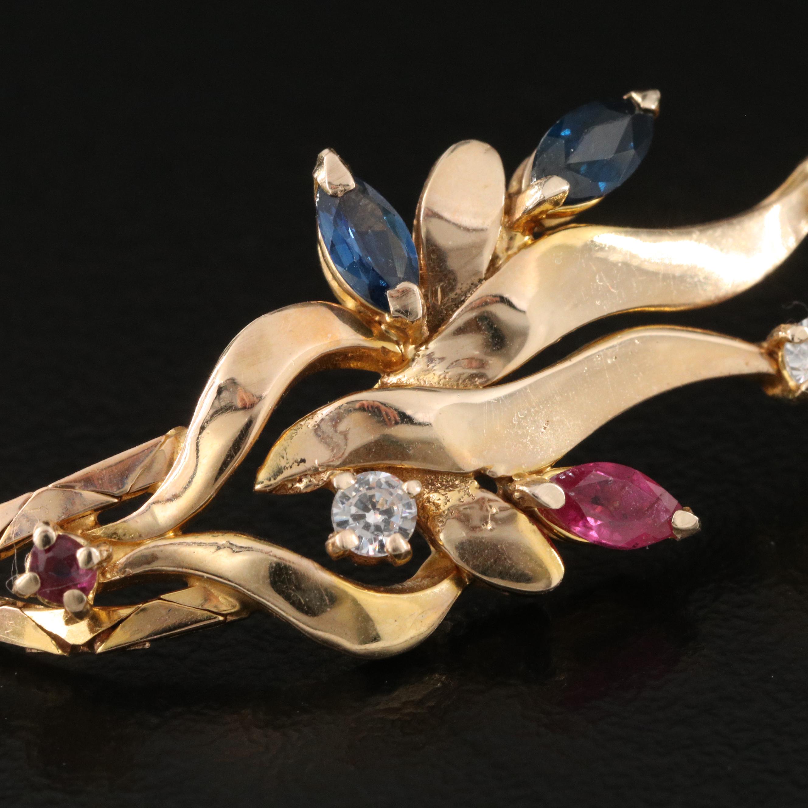 14K Ruby, Sapphire and Cubic Zirconia Cobra Link Bracelet