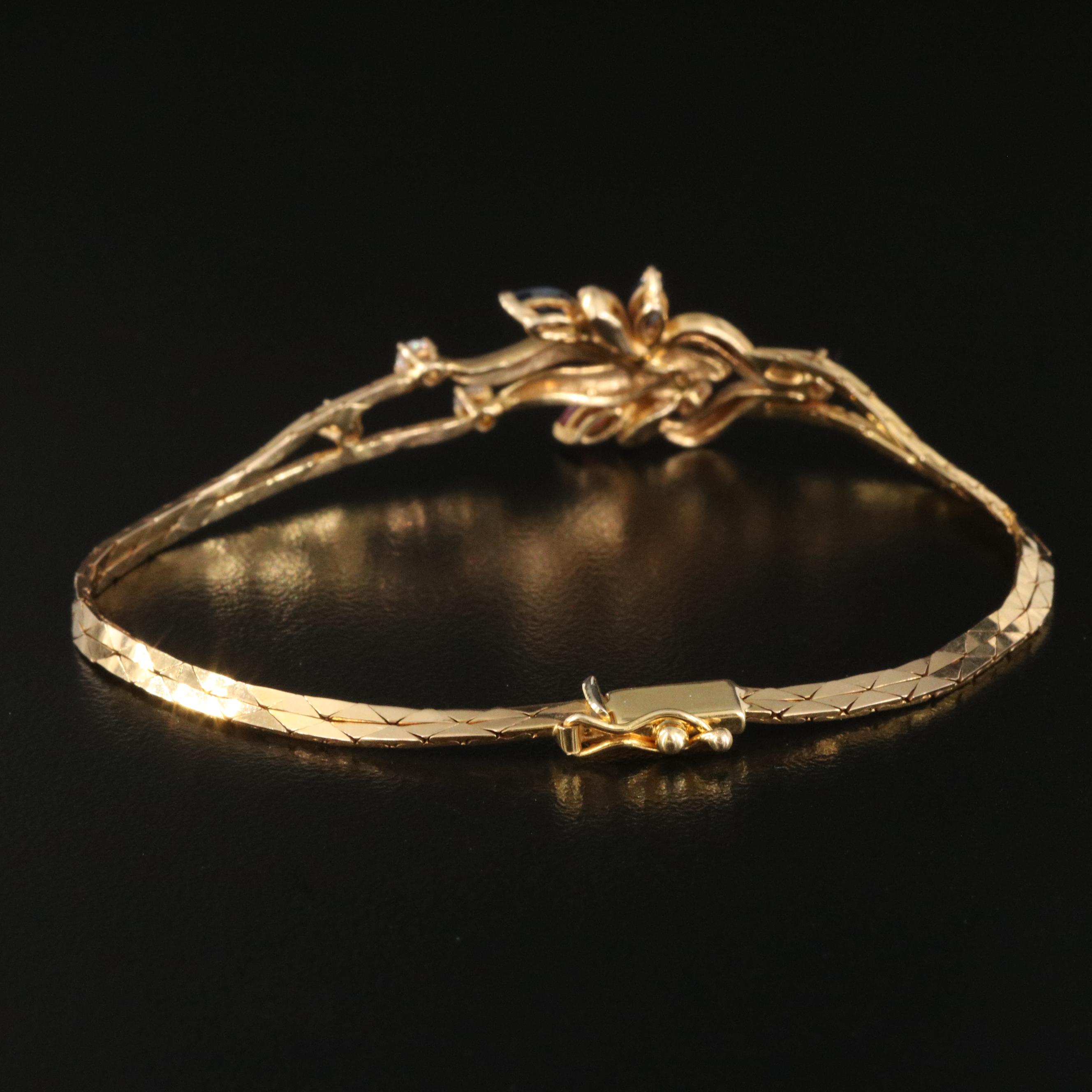 14K Ruby, Sapphire and Cubic Zirconia Cobra Link Bracelet