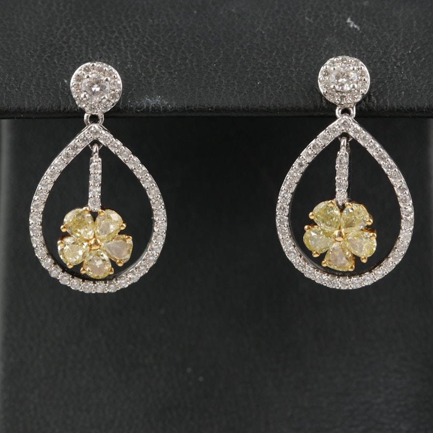 14K 2.00 CTW Diamond Flower Earrings